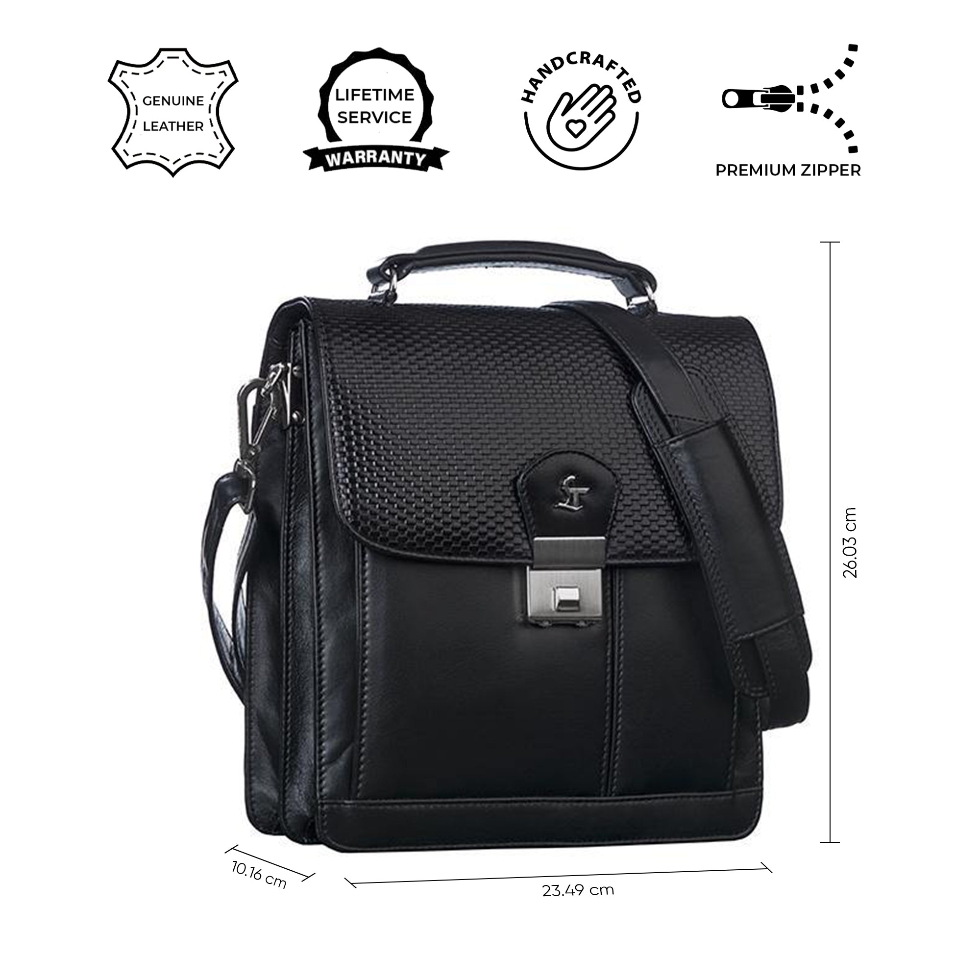 Men's Bag V | Leather Messenger Bag For Men | Colour : Black Leather Talks