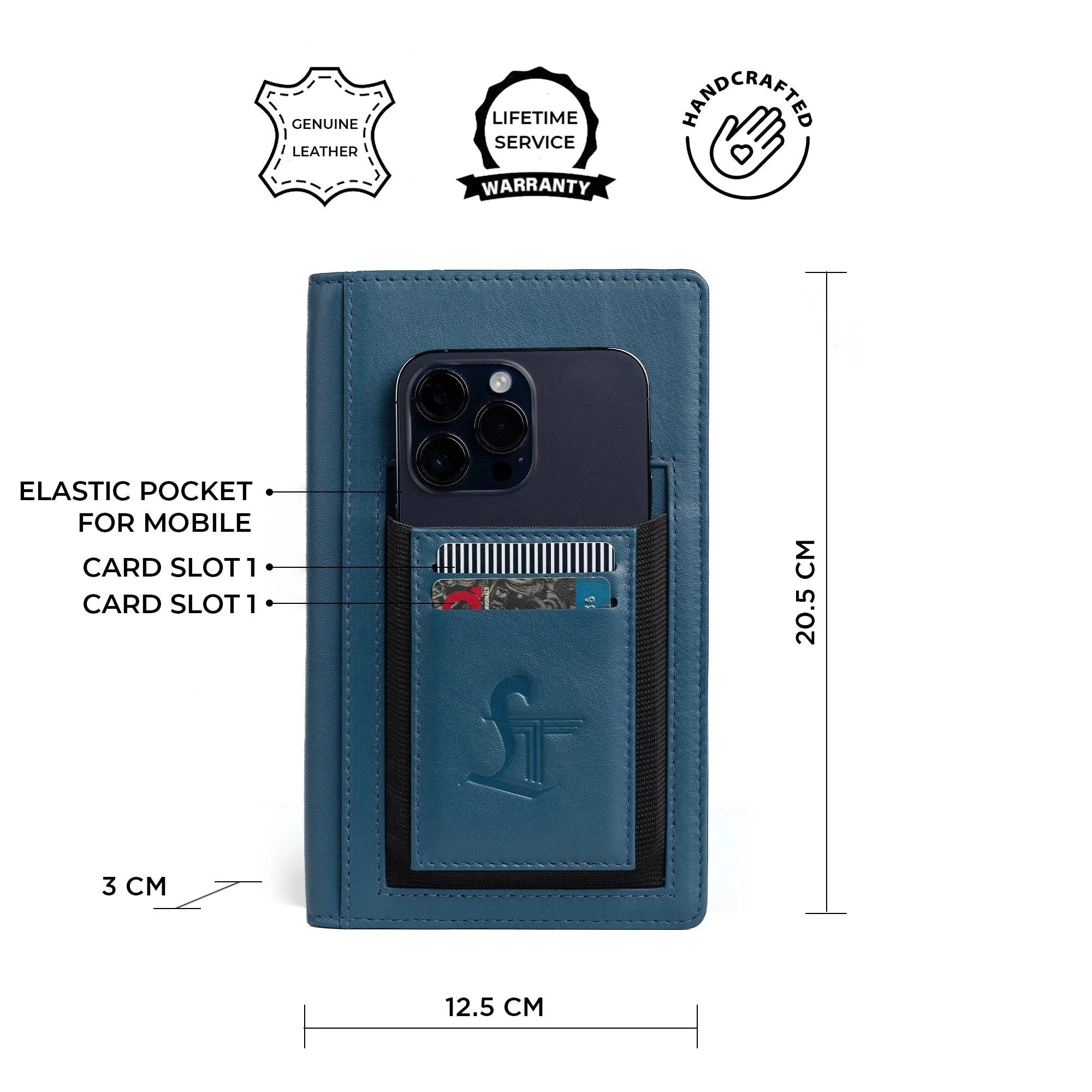 The Mini Melunge Luxury Pure Leather Notebook | Premium Leather Diary For Men & women | 100% Genuine Leather | Handmade Leather Journal - Blue Leather Talks