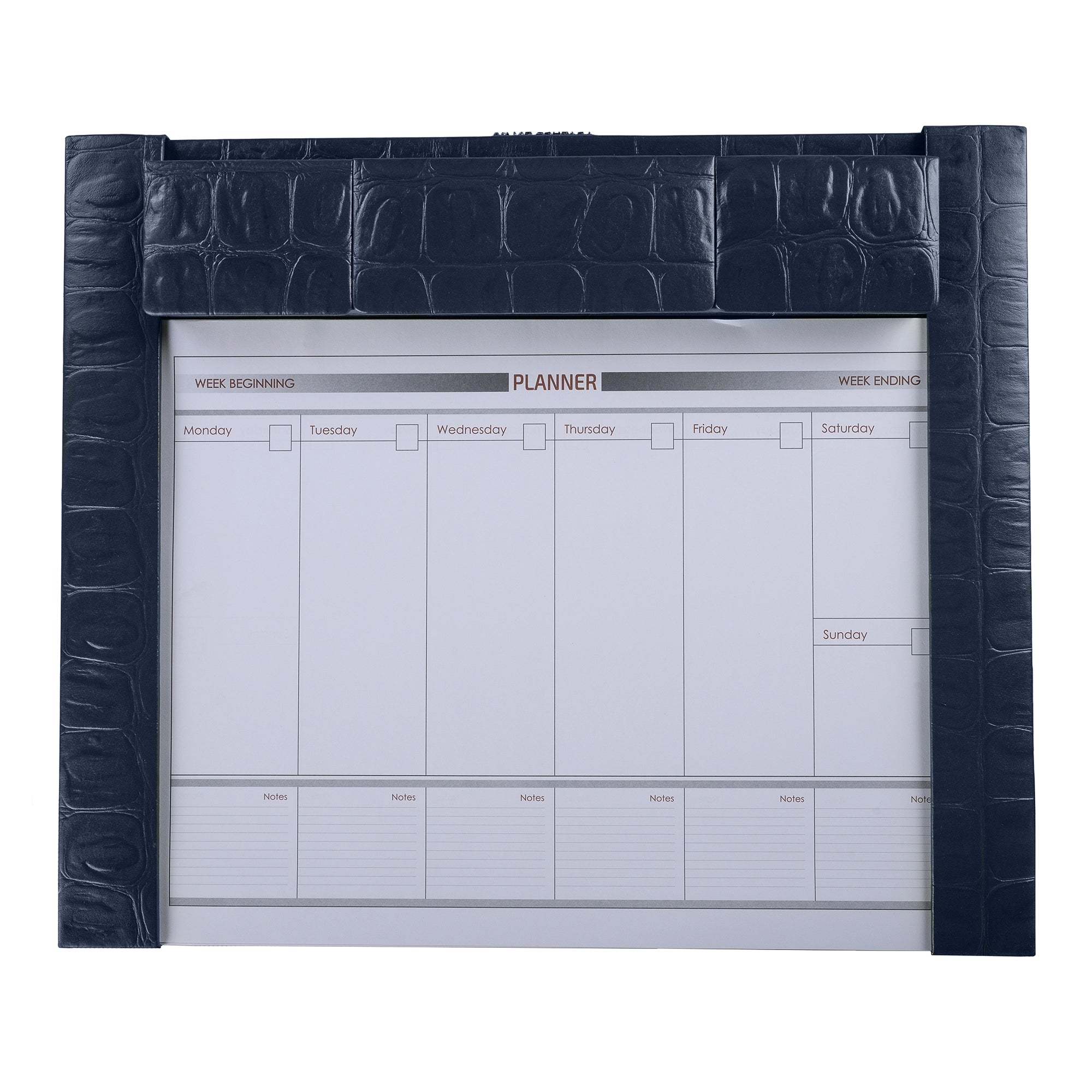 Desktop Planner Set I | Office Table Accessories| Crocodile Embossed Genuine Leather | Color- Blue Leather Talks