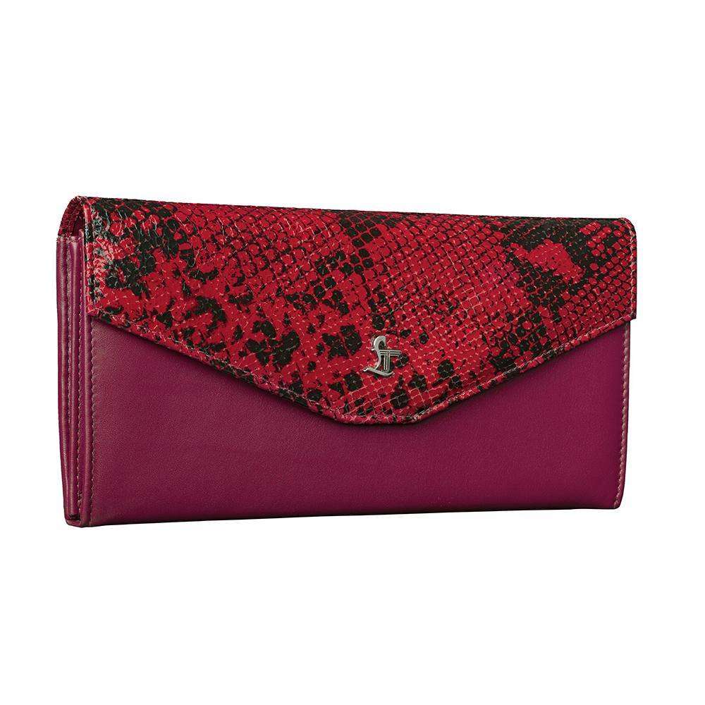 Onyx Snake Print | Leather Wallet for Women | 100% Genuine Leather | Color: Red