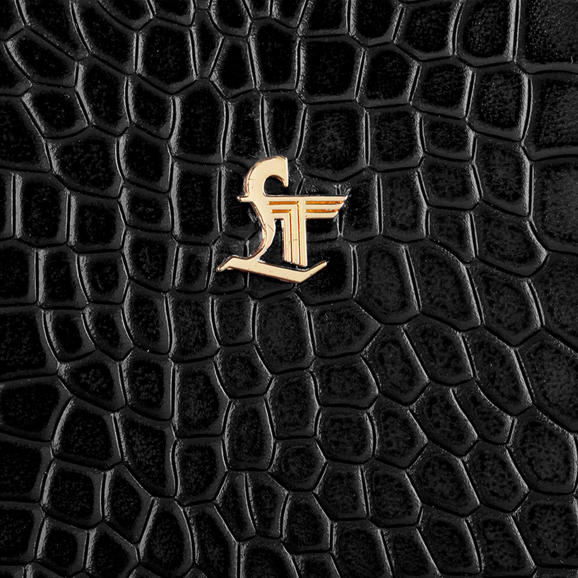 Clara Women’s Genuine Black Leather Sling Bag | Logo