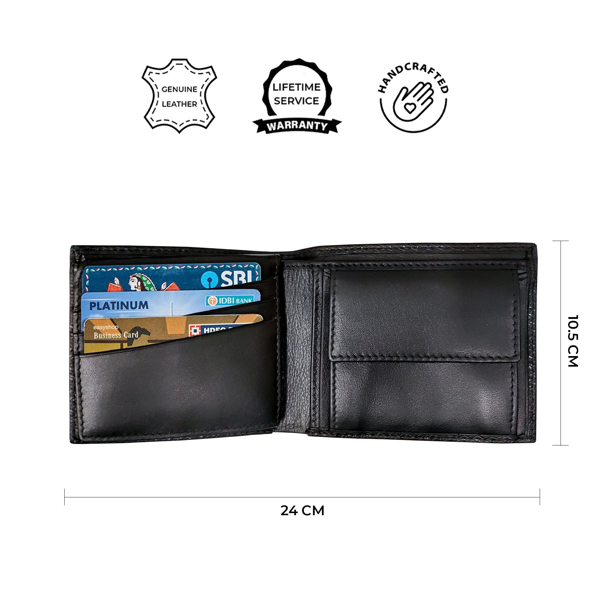 Italian Small Print Weave | Pure Leather | Original Leather Wallet for Men | Color: Black Leather Talks