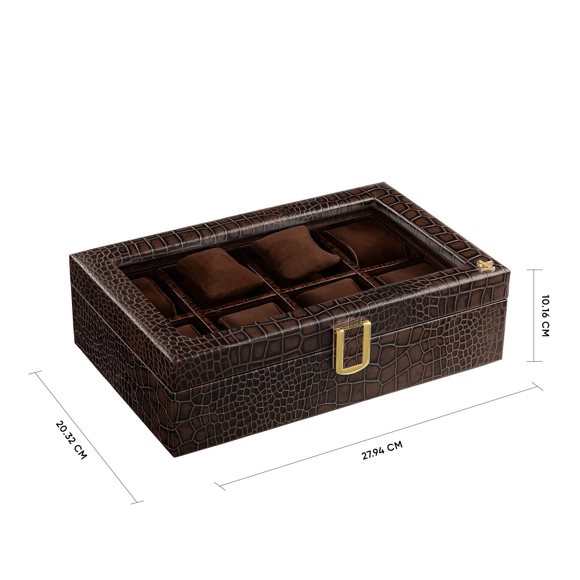 Bronx II Genuine Leather Watch Box for Men | 8 Slot Luxury Watch Organizer | Croco Embossed Premium Watch Case | Color: Brown Leather Talks