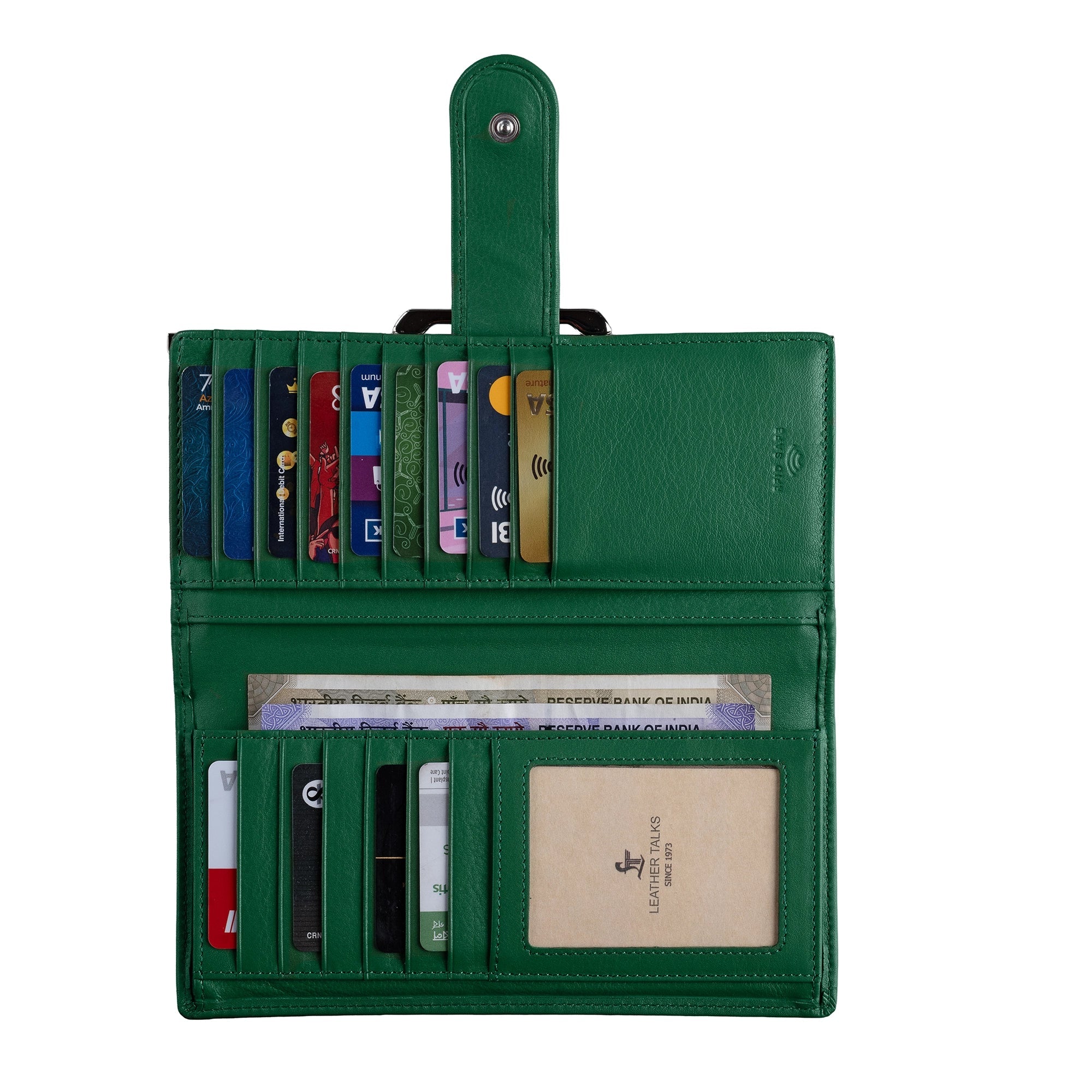 Clara 2 Ladies Wallet | Premium Leather Women’s Wallet | Elegant Daily Essentials Organizer | Colour: Green Leather Talks