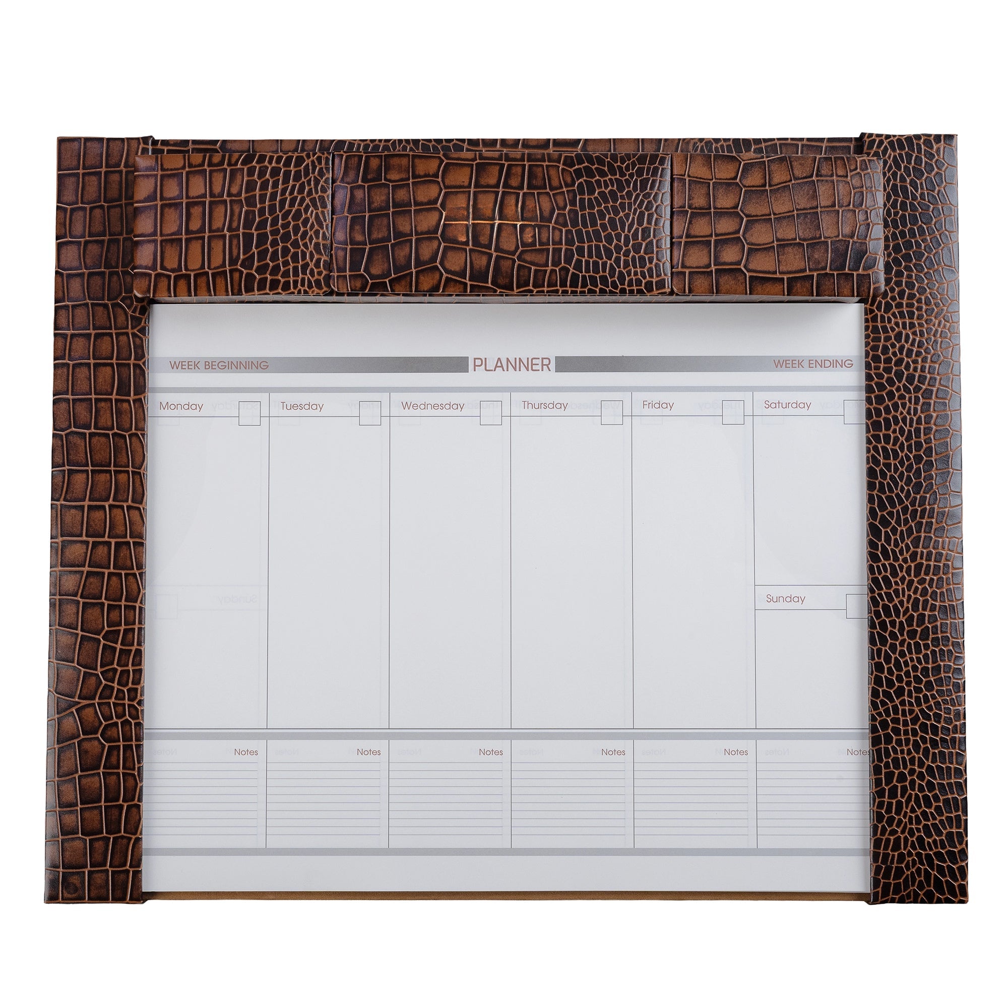 Desktop Planner Set I | Office Table Accessories| Croco Embossed Genuine Leather | Color- Tan Leather Talks