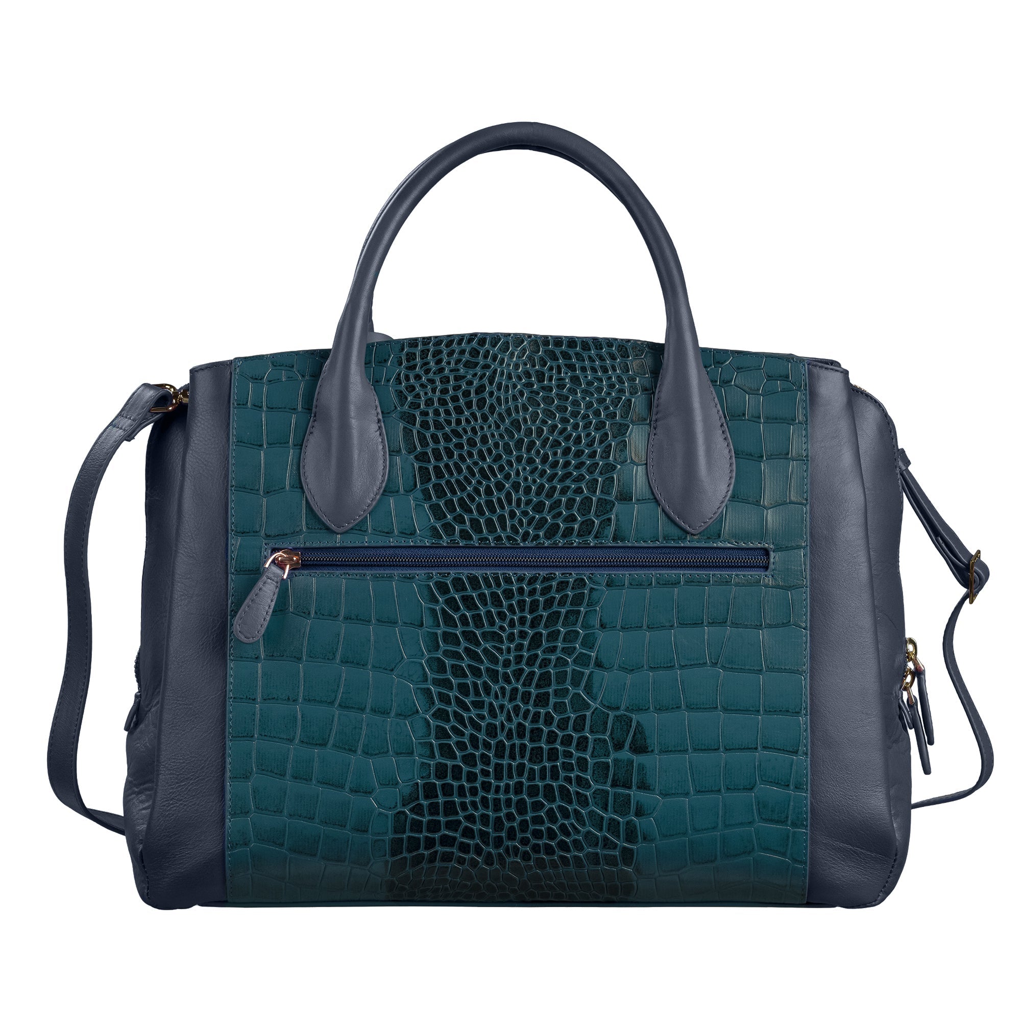 Clara Jr. Leather Teal Blue Handbag for Women | Rear View
