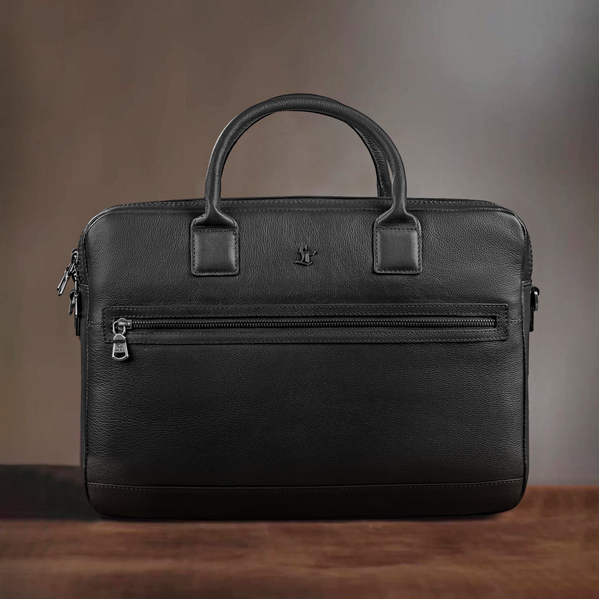Austin Genuine Leather Folio Bag | Office Laptop Bag for Men | Premium Luxury Bag | Color: Black Leather Talks
