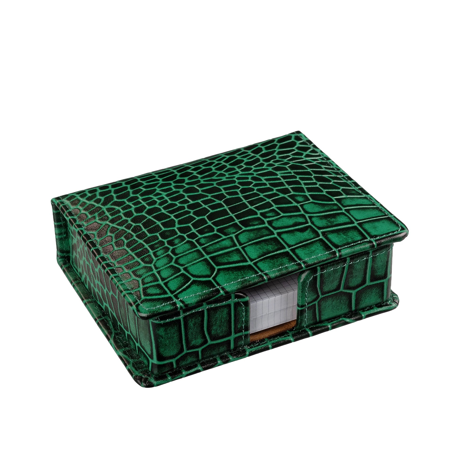 Desktop Planner Set I | Office Table Accessories| Croco Embossed Genuine Leather | Color- Green Leather Talks