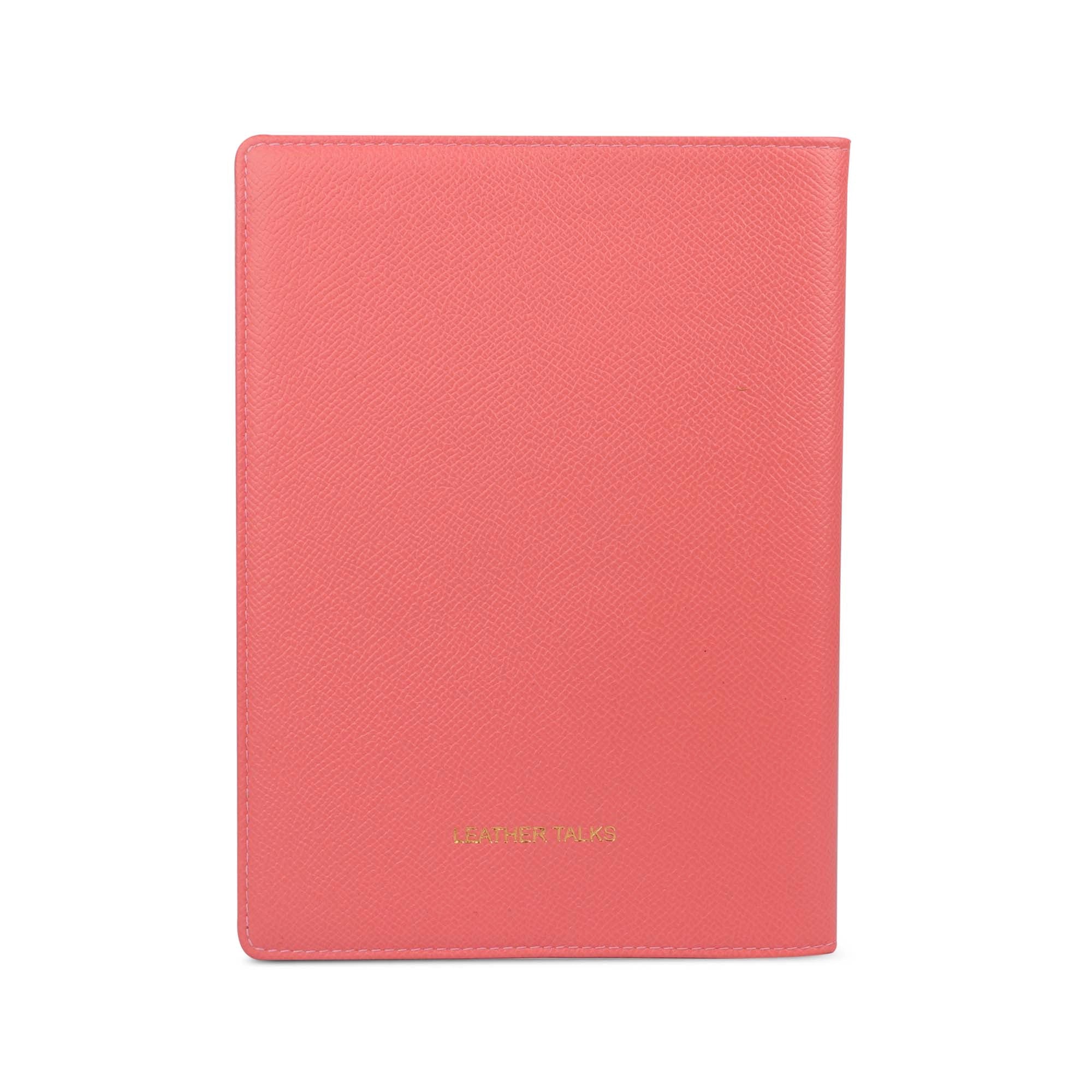 Genuine leather notebook showing Leather Talks branding