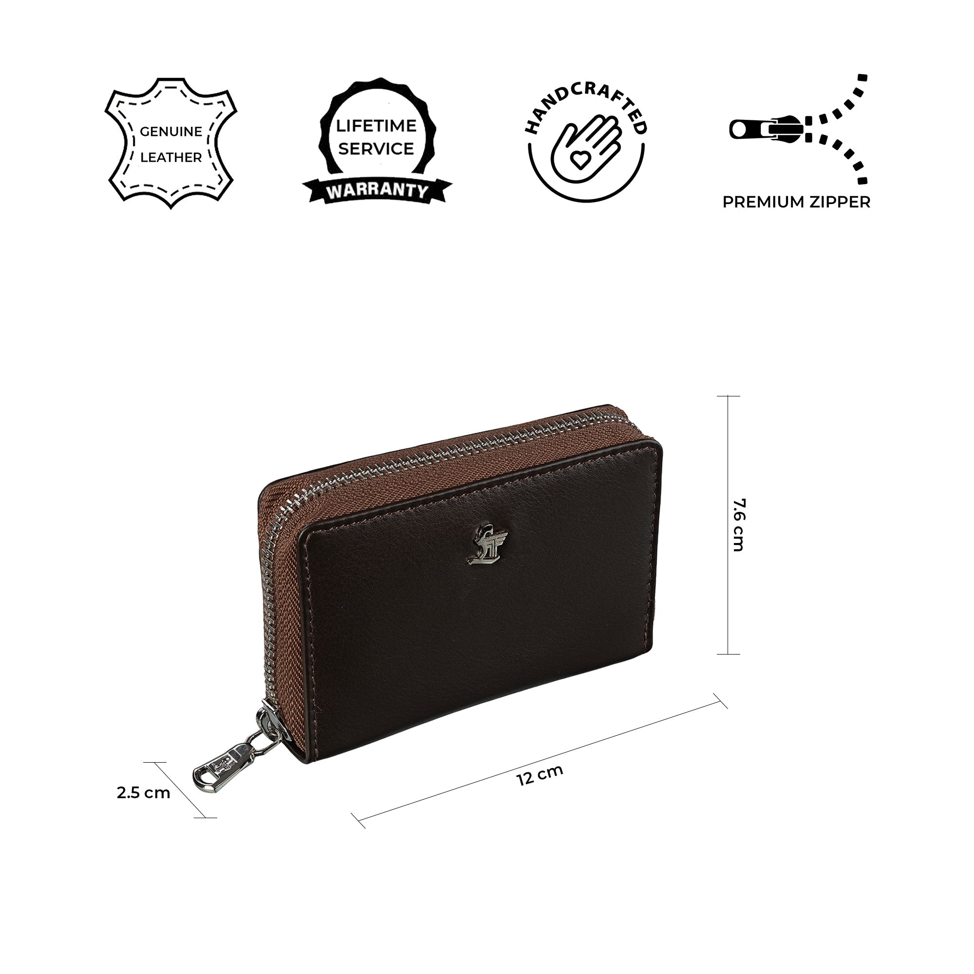 Edisson Genuine Leather Card Holder Wallet | Premium Full Zip Wallet for Men & Women | Colour- Nappa Brown Leather Talks