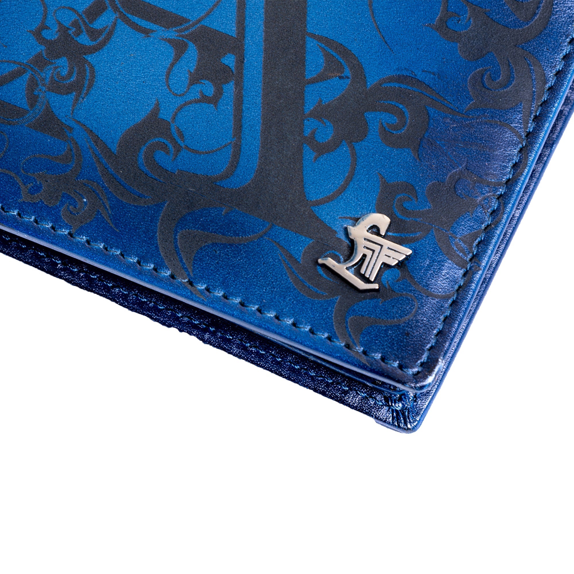 Alphabet Wallet for Men | Blue Leather Talks Logo