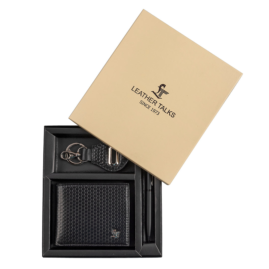 Men’s Genuine Leather Wallet, Pen & Keyring Gift Set | Premium Gift Combo for Men | Stylish Leather Accessories for Birthday, Anniversary & Festive Gifting Leather Talks