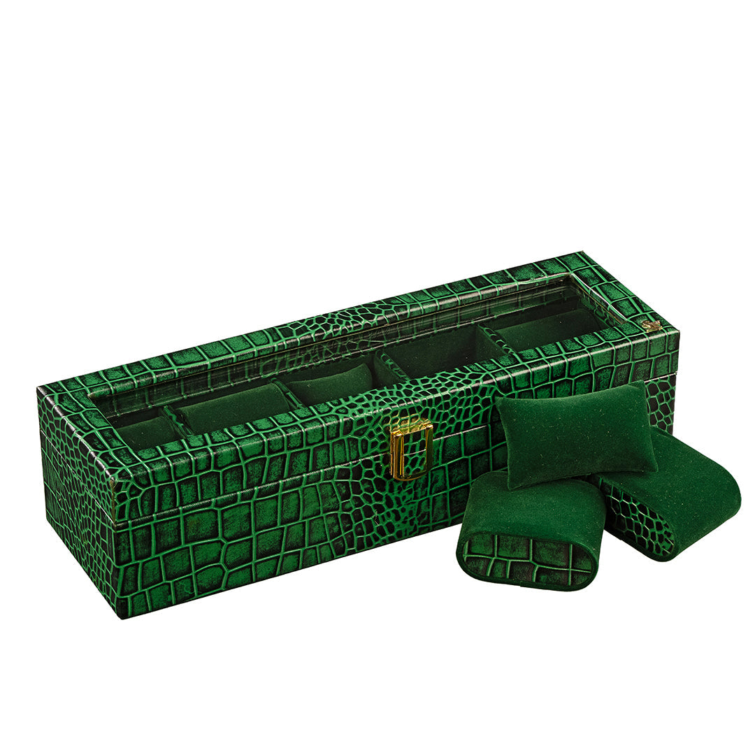 Scratch-Proof Acrylic Top Genuine Leather Watch Box – Luxury Display Case for Men