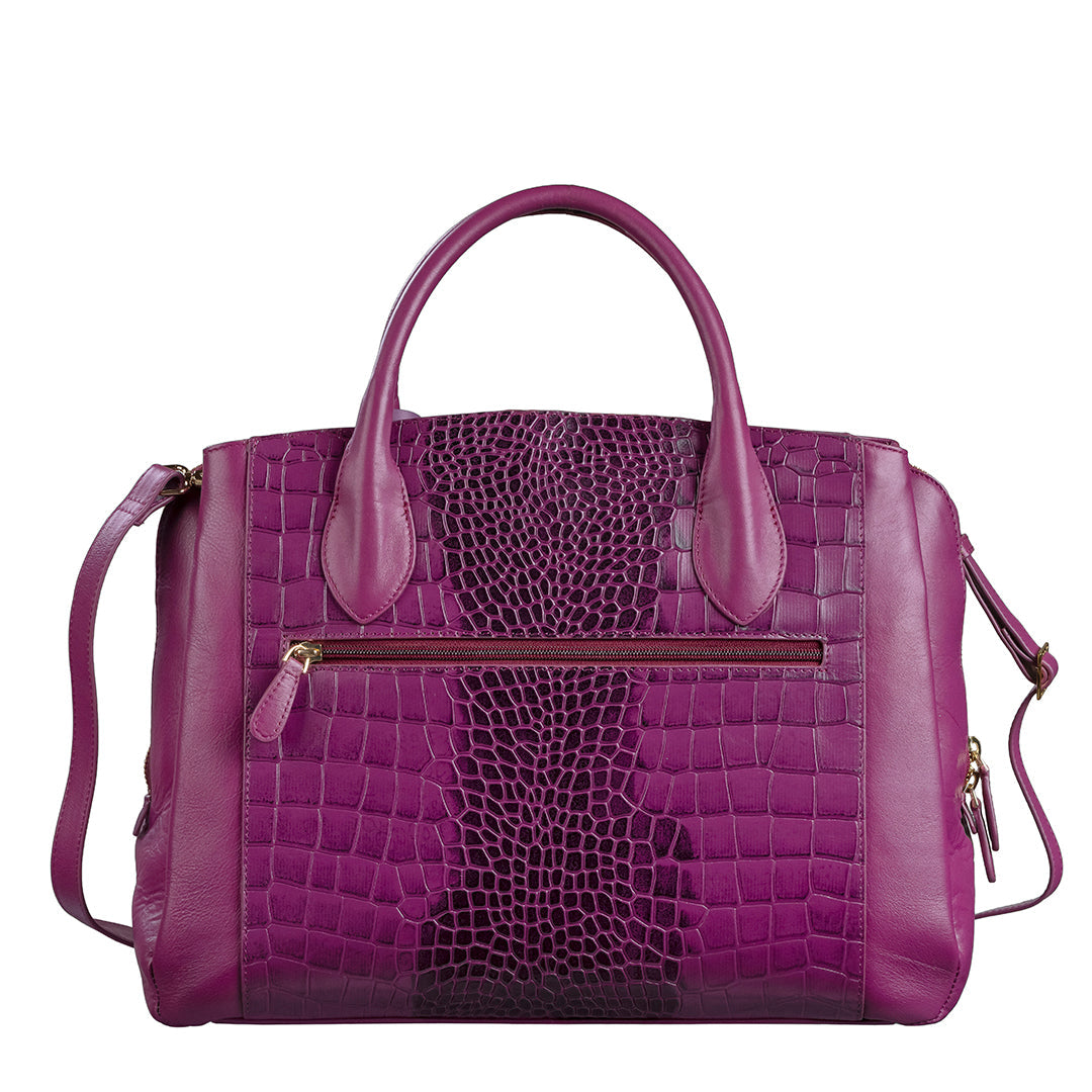 Clara Sr. Large Genuine Leather Handbag | Croco Embossed Shoulder Bag for Office, Travel & Everyday Use | Color: Pink Leather Talks