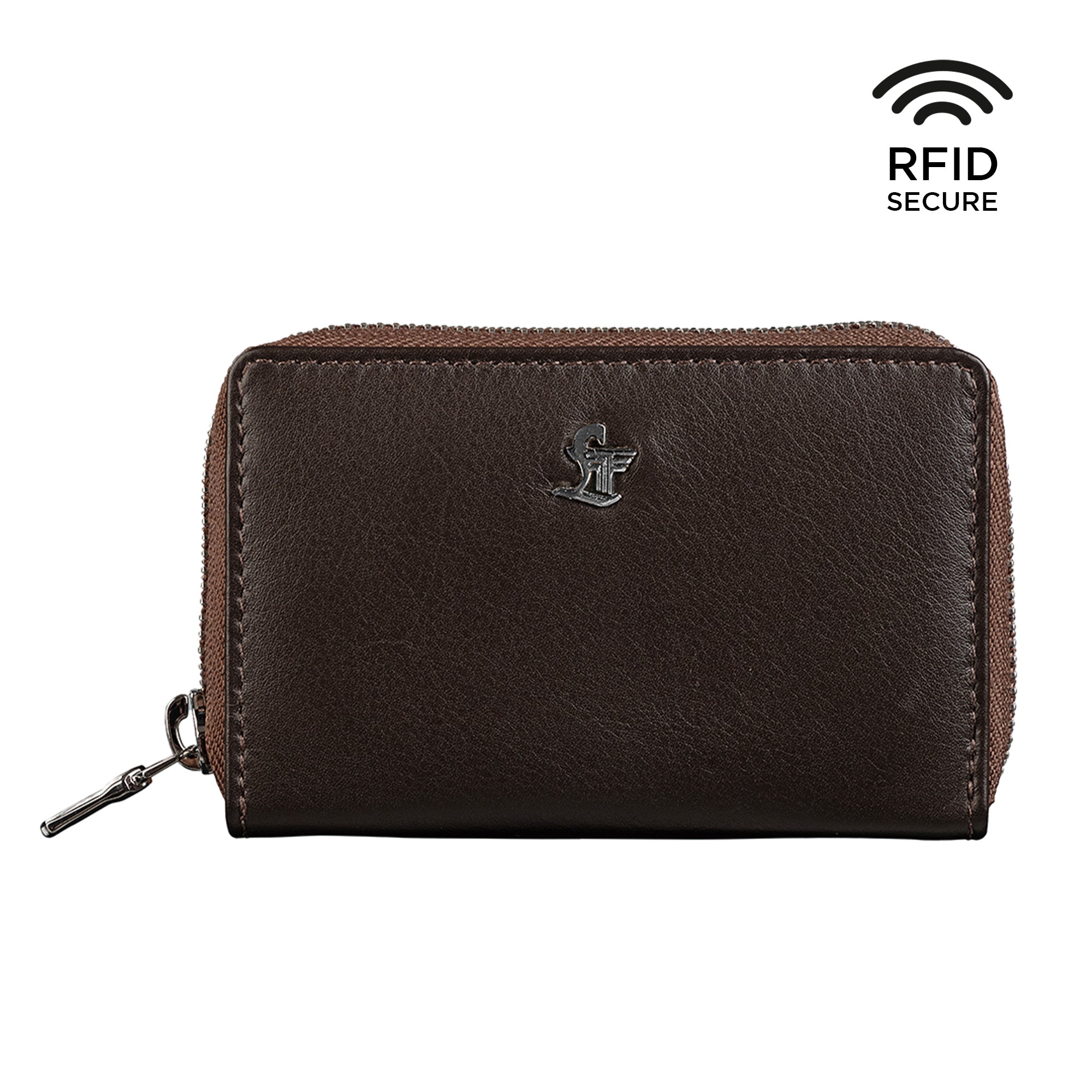 Edisson Genuine Leather Card Holder Wallet | Premium Full Zip Wallet for Men & Women | Colour- Nappa Brown Leather Talks