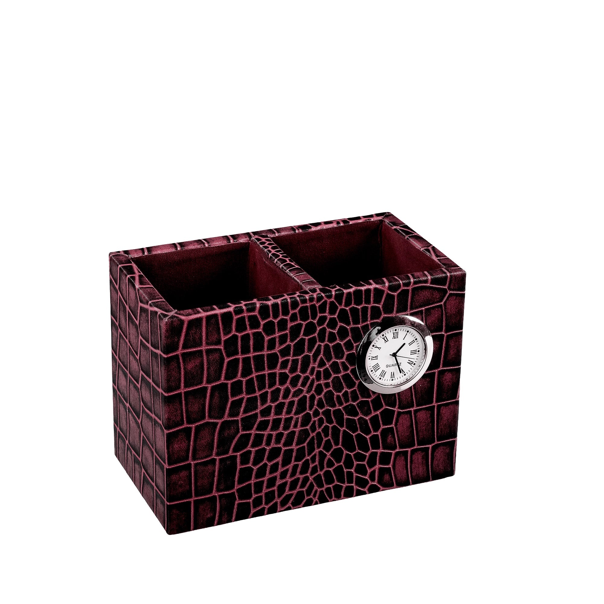 Corporate New Year Gift | Desktop Planner Set I | Office Table Accessories| Croco Embossed Genuine Leather | Color- Cherry Leather Talks