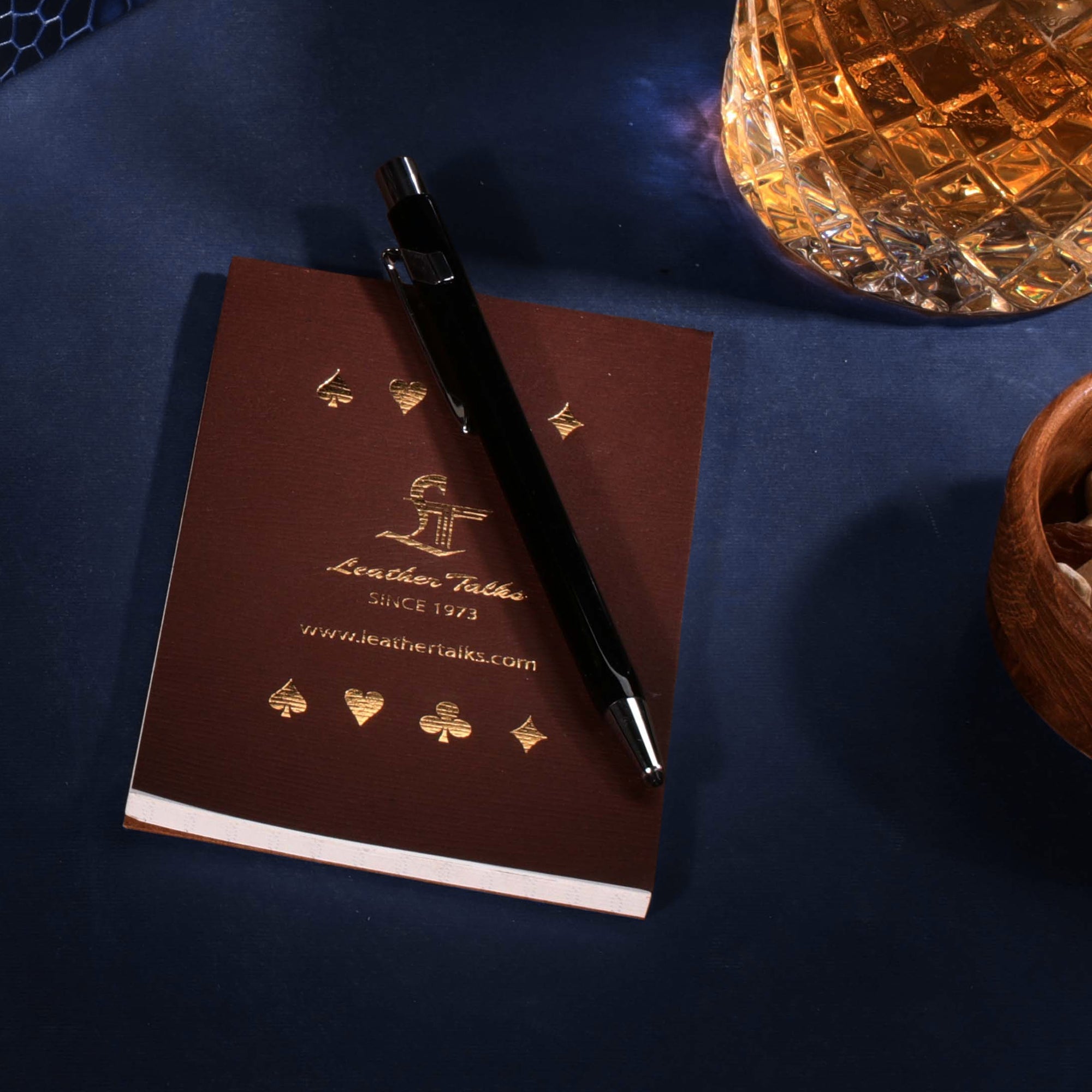 Leather Poker Box | Croco Embossed Genuine Leather | Color: Blue, Brown & Tan Leather Talks