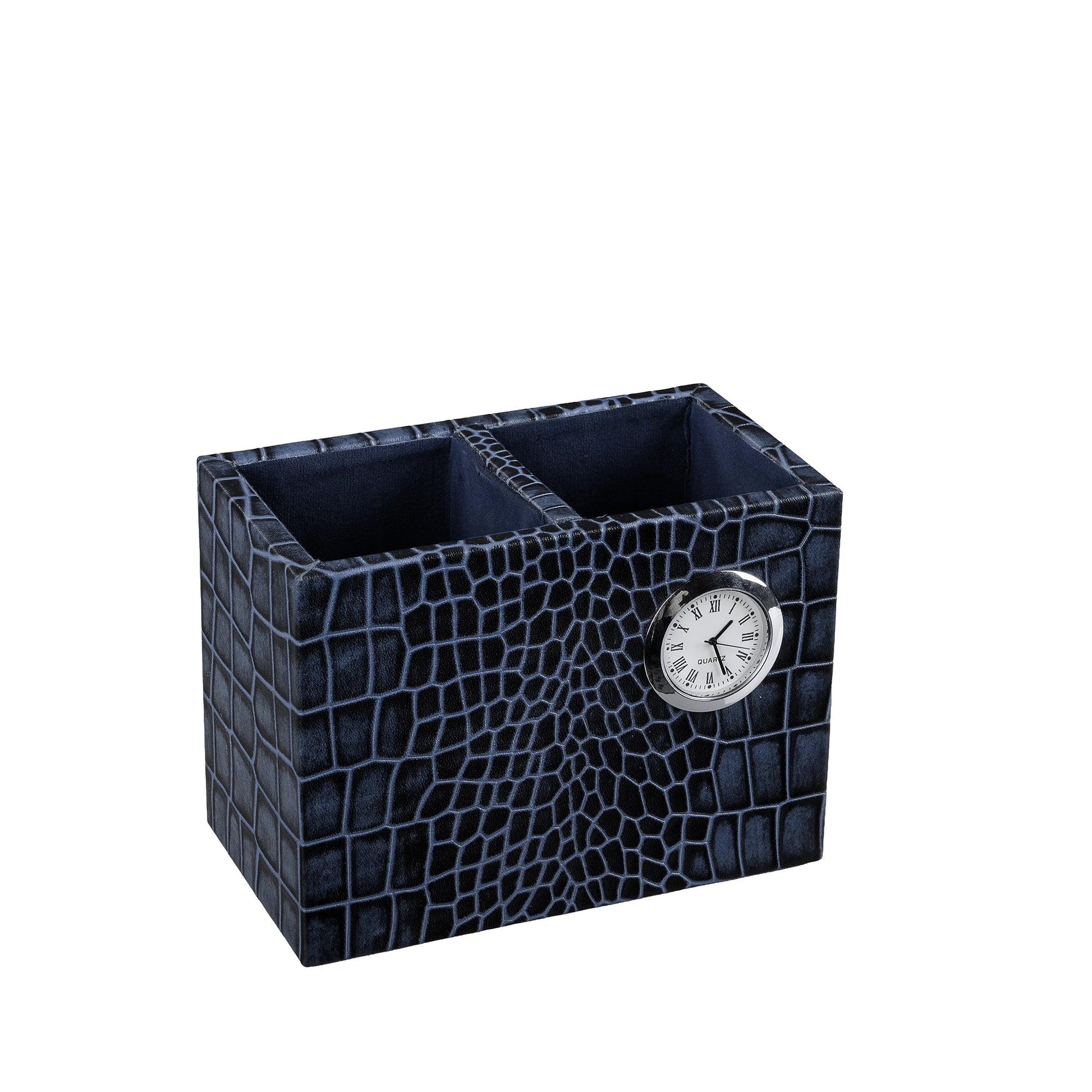 Corporate New Year Gift | Desktop Planner Set I | Office Table Accessories | Croco Embossed Genuine Leather | Color- Blue Leather Talks