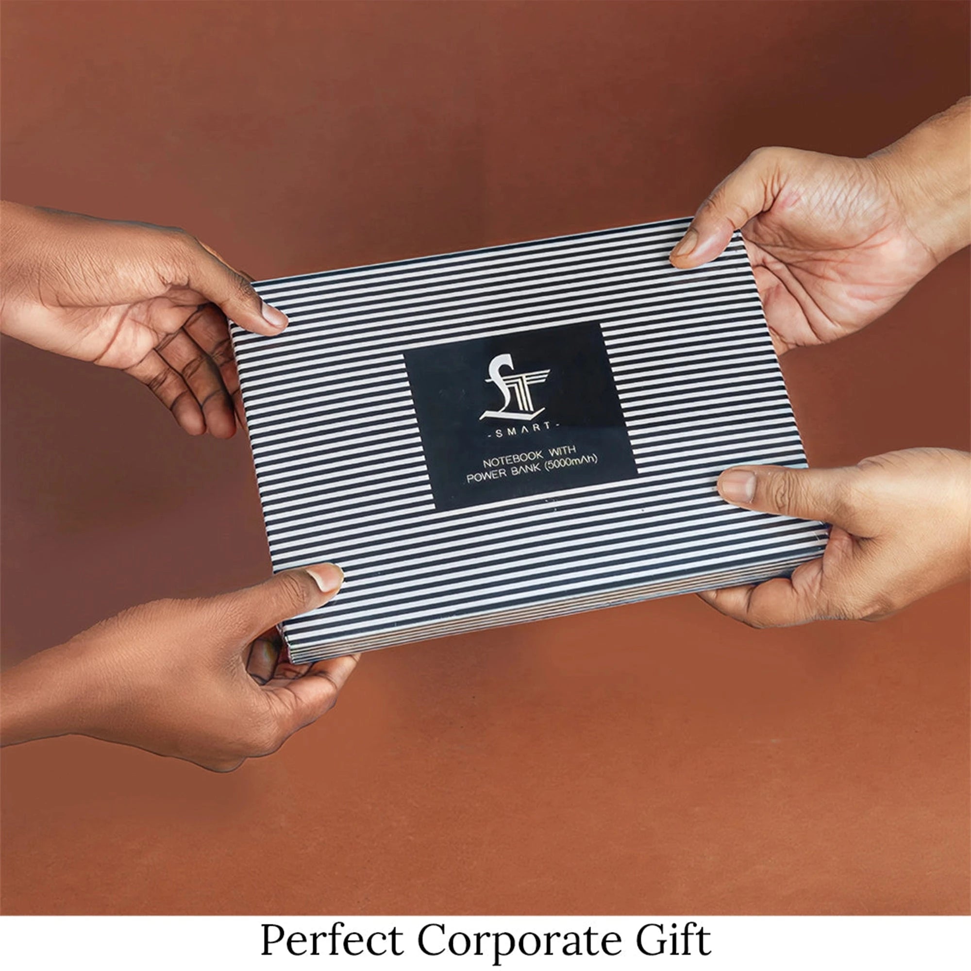 LT Smart Leather Notebook with Power Bank (5000 mAh) | Diary with Power Bank | Color: Italian VT Stripe Grey LeatherTalks