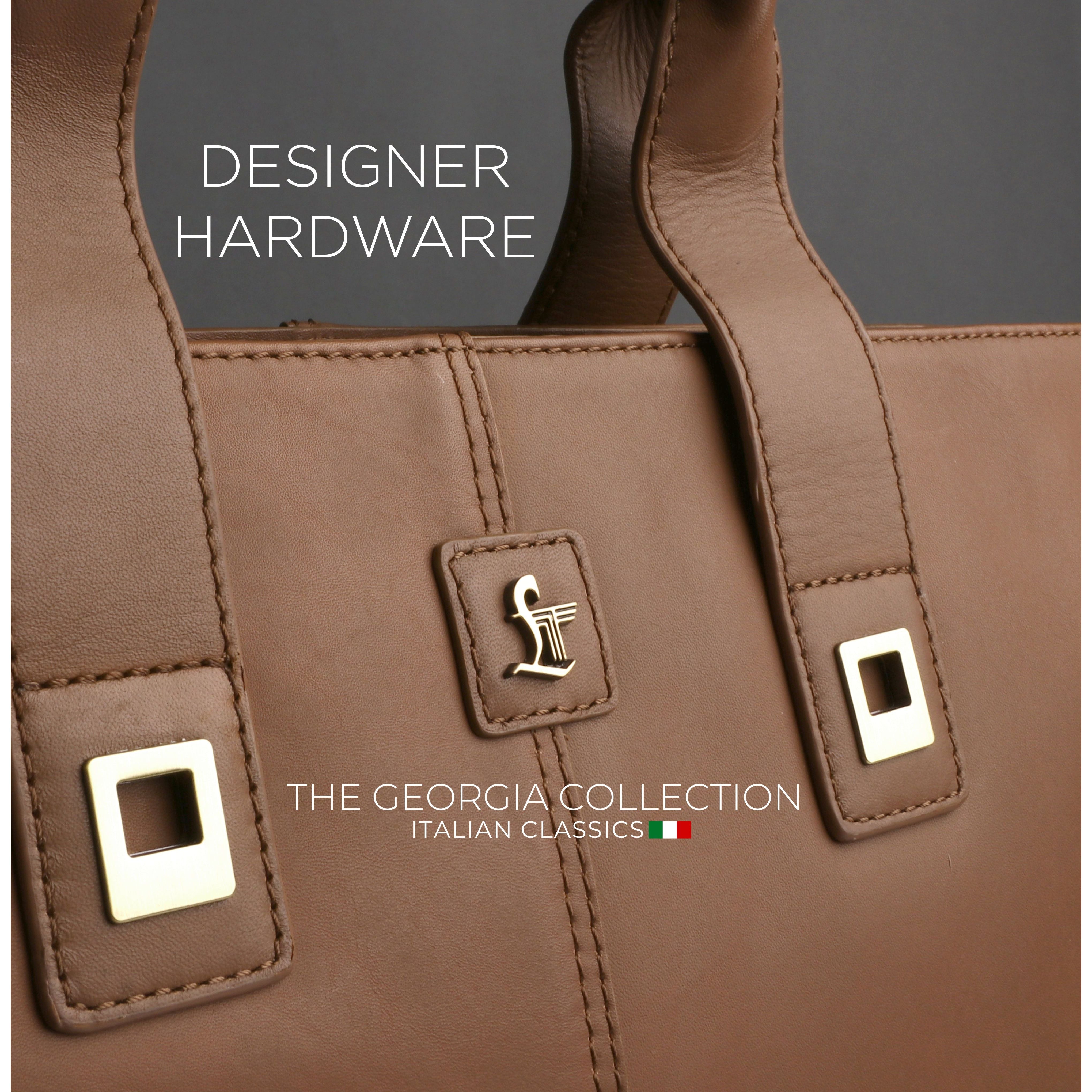 Georgia Collection | Leather Portfolio Bag | For Office Use | Colour - Beige & Tan Leather Talks