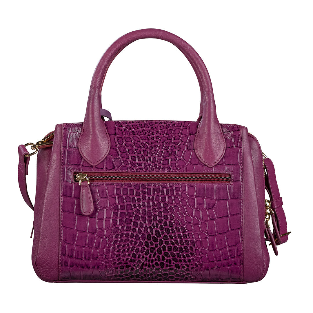 Clara Jr. Leather Handbag for Women | Genuine Blue Croco Embossed Sling Bag | Color: Pink Leather Talks