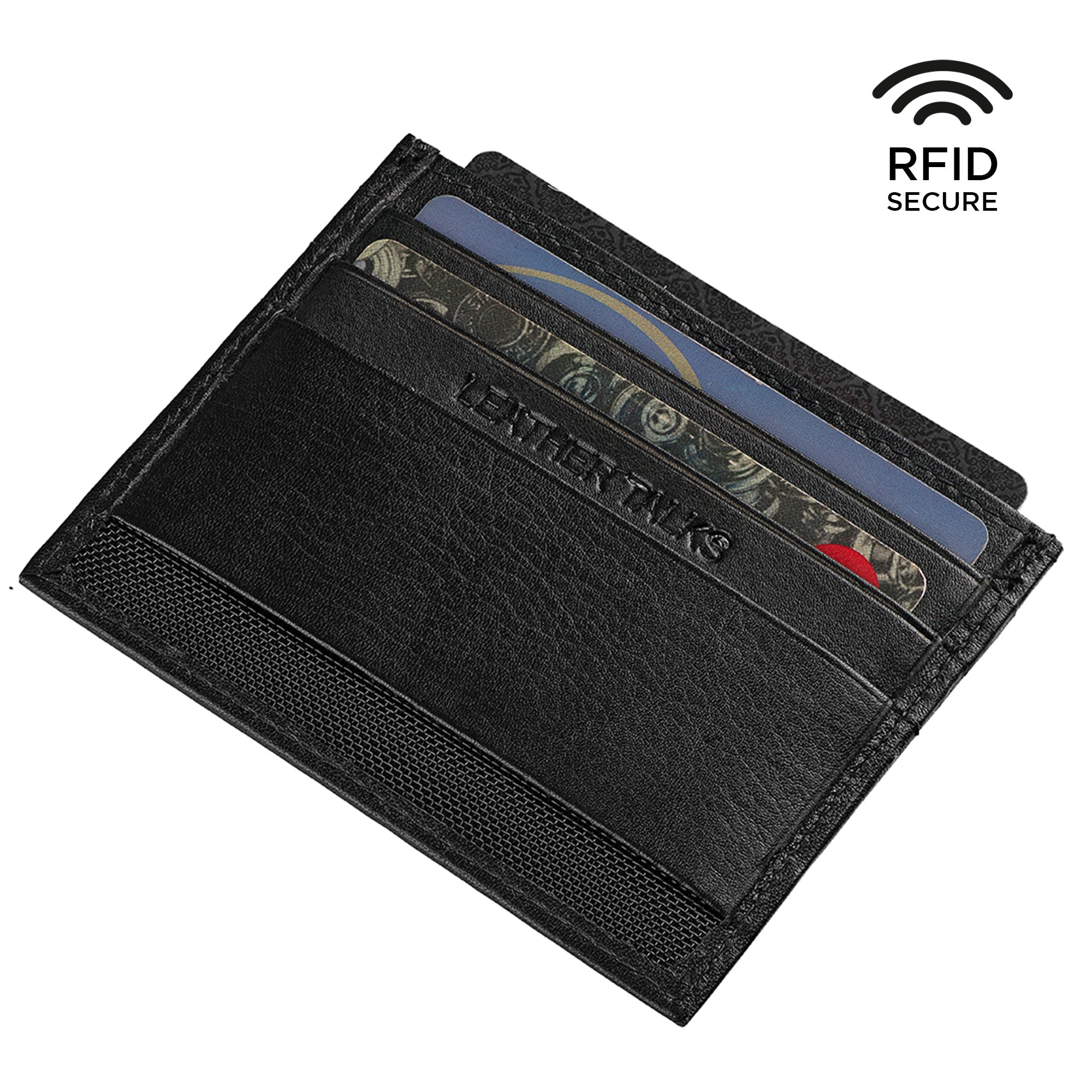 Cruze II Genuine Leather Card Holder Wallet – Slim & Compact Design, 6 Card Slots, Cash Holder | Colour: Black Leather Talks