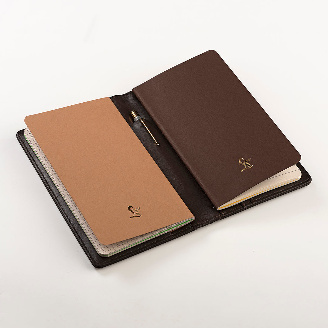 The Mini Melunge Premium Genuine Leather Notebook | Refillable Journal | Luxury Diary for Professionals | Color: Tan Leather Talks