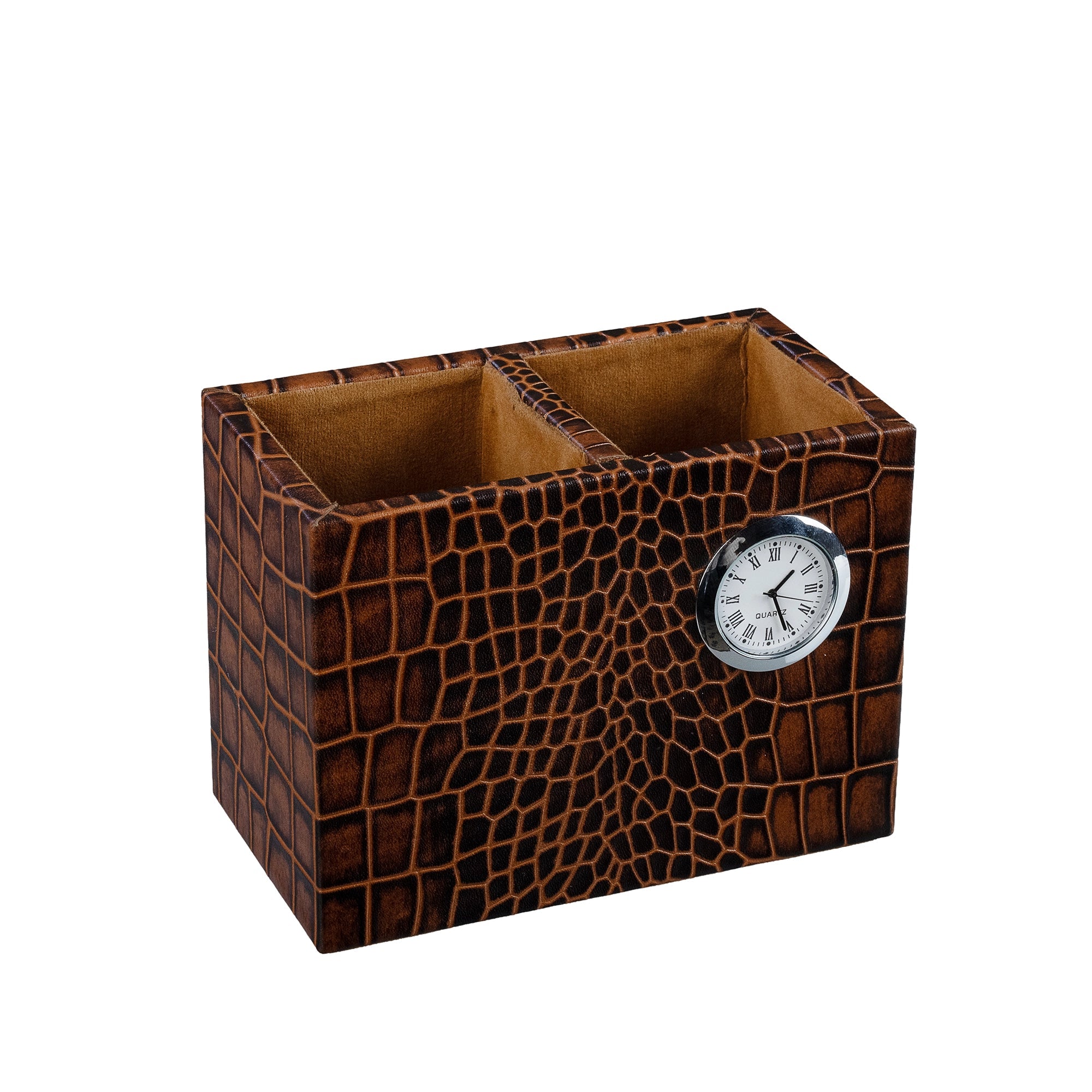 Desktop Planner Set I | Office Table Accessories| Croco Embossed Genuine Leather | Color- Tan Leather Talks