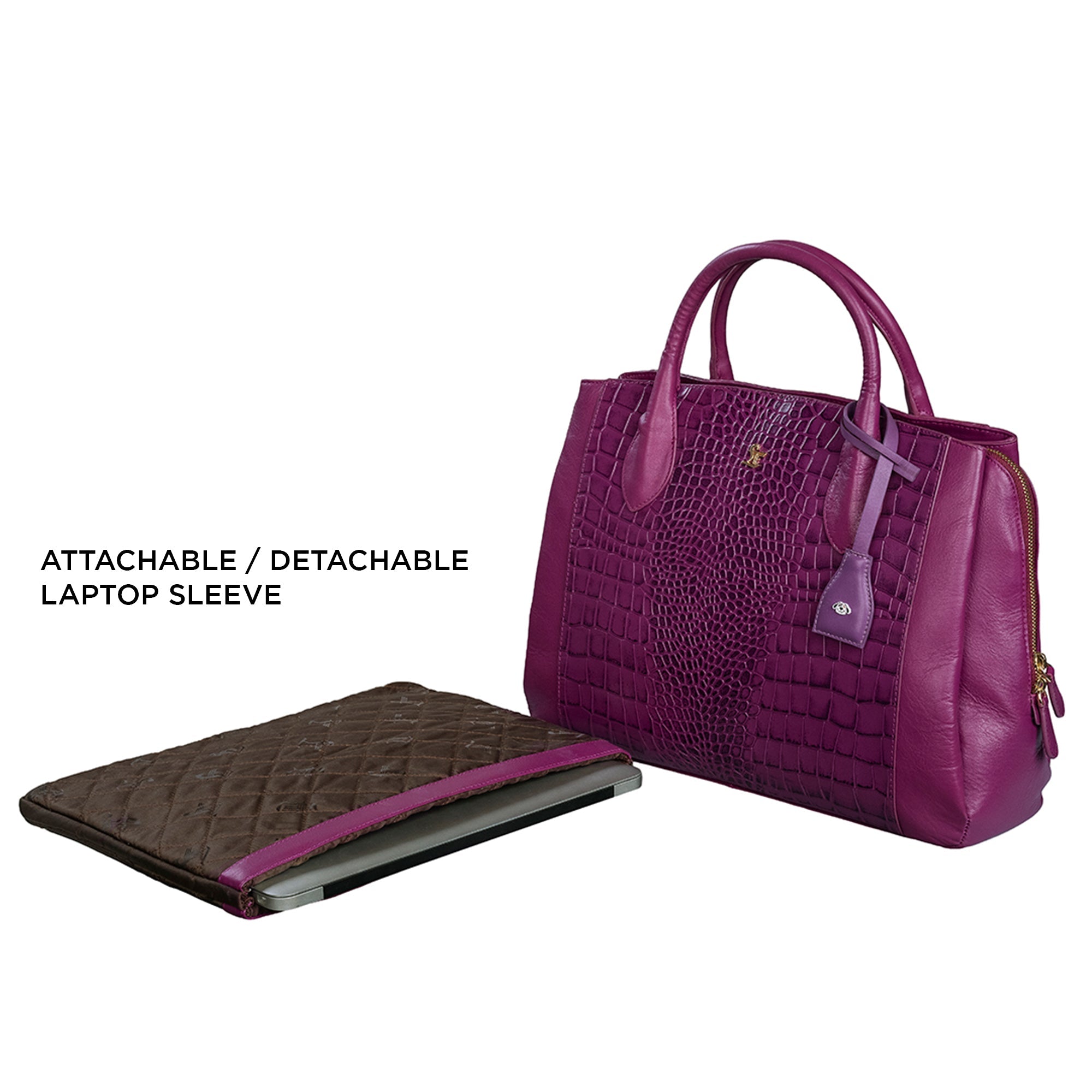 Clara Sr. Leather Tote Bag for Women | Large Genuine Leather Handbag | Attachable and Detachable Laptop Sleeve