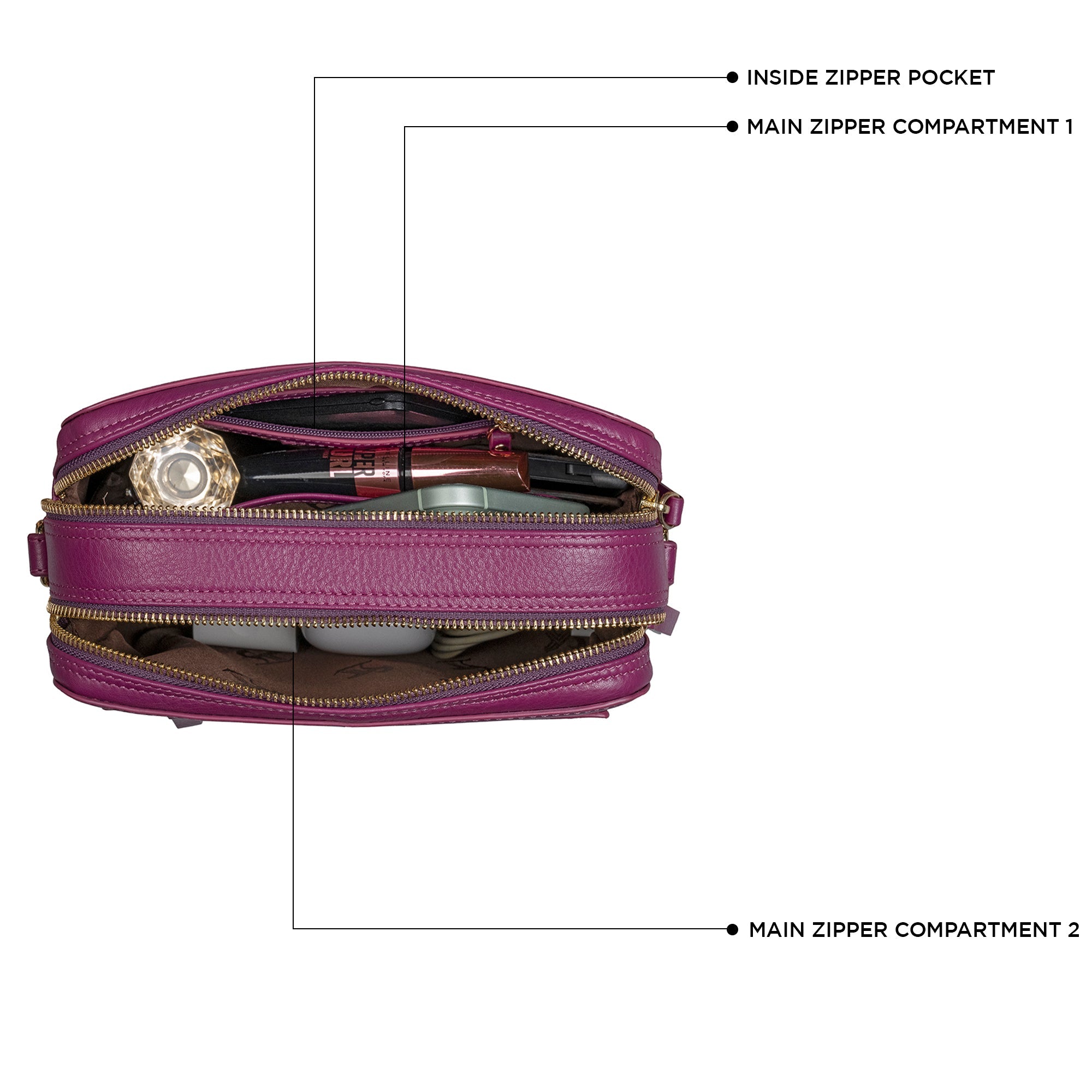 Clara Jr. Leather Pink Handbag for Women | Top view