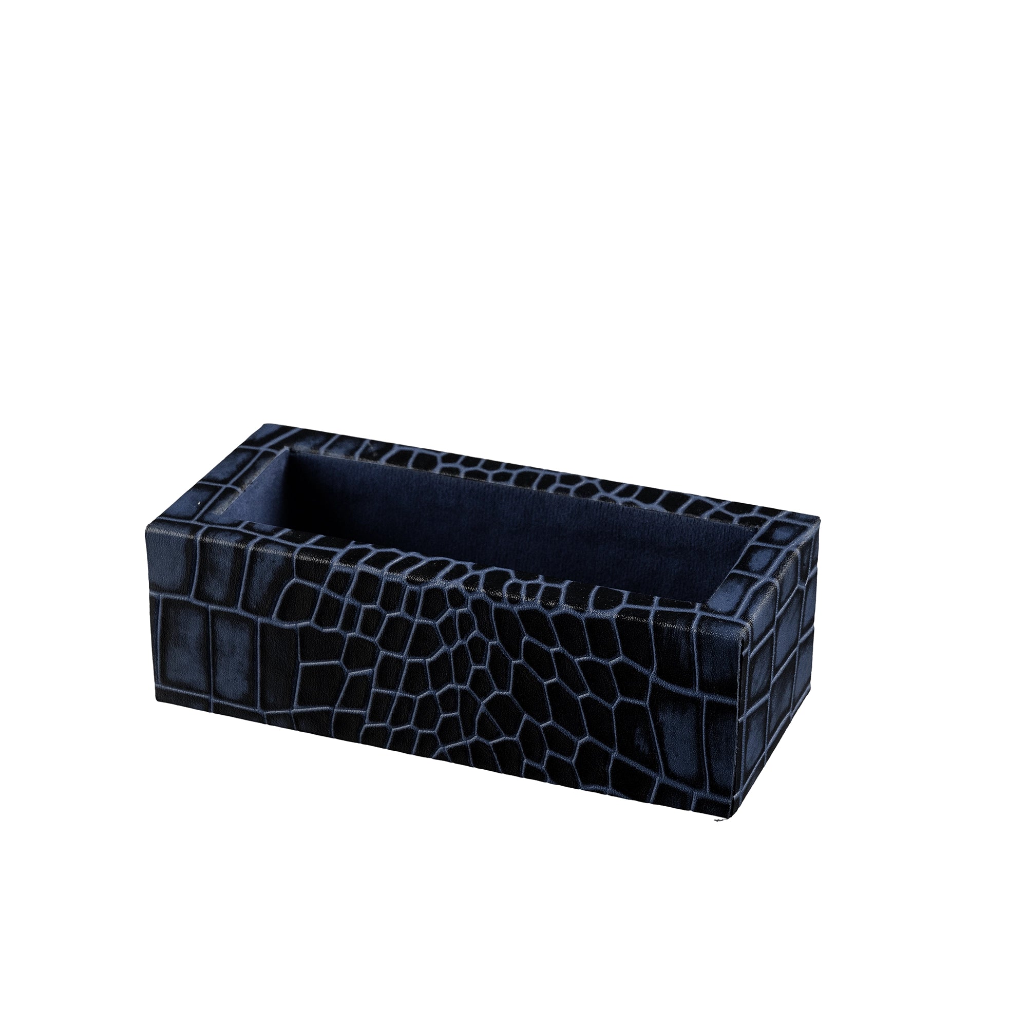 Corporate New Year Gift | Desktop Planner Set I | Office Table Accessories | Croco Embossed Genuine Leather | Color- Blue Leather Talks