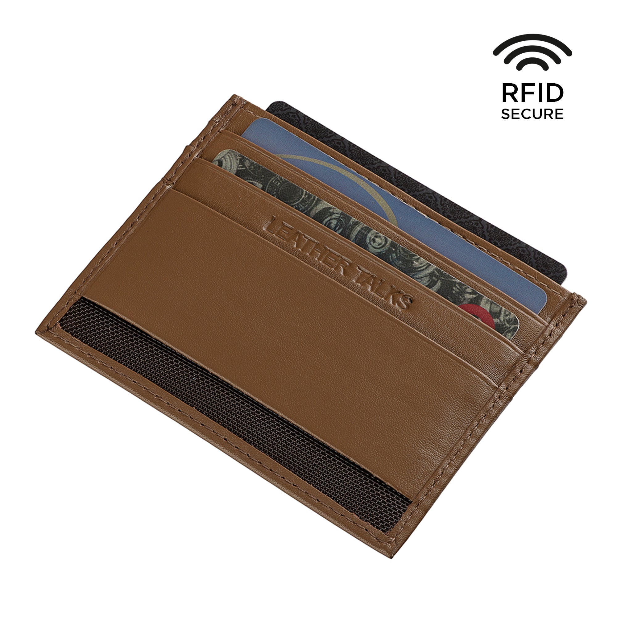 Cruze II Genuine Leather Card Holder Wallet – Slim & Compact Design, 6 Card Slots, Cash Holder| Colour: Tan Leather Talks