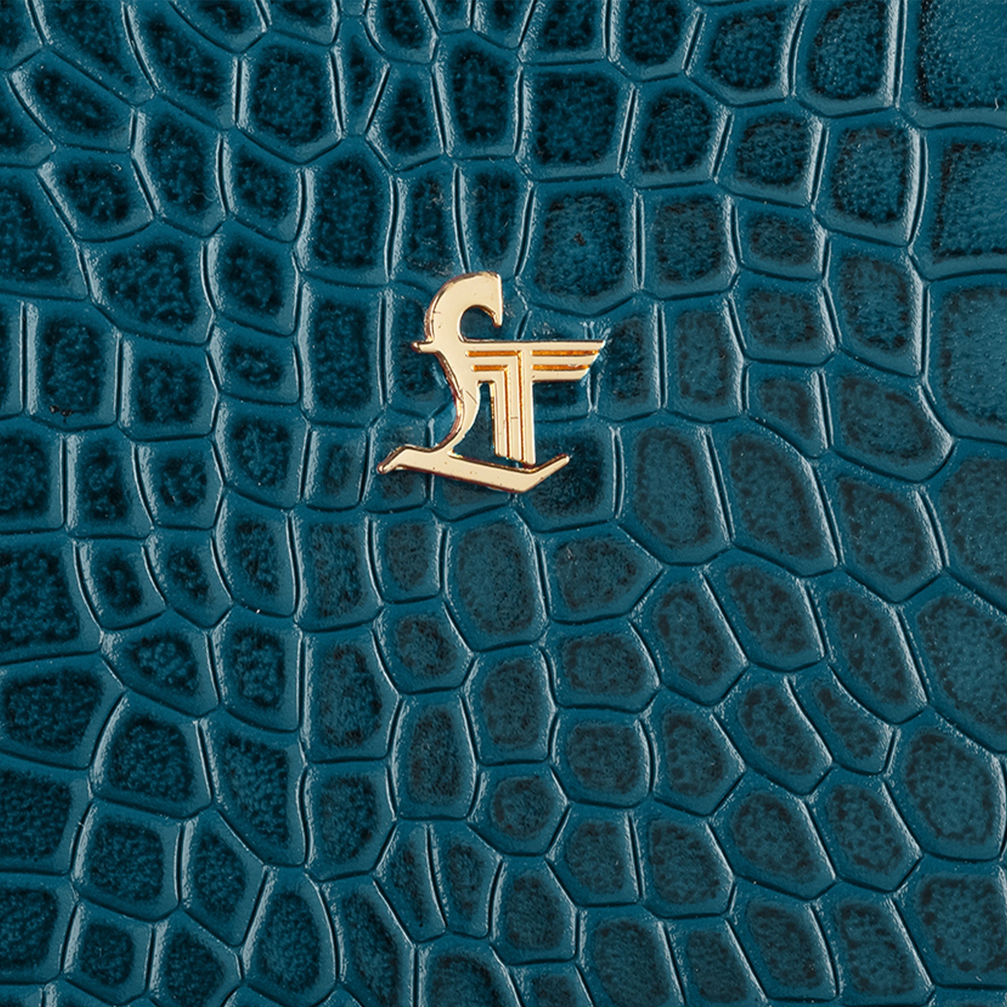 Clara Jr. Leather Teal Blue Handbag for Women | LOGO