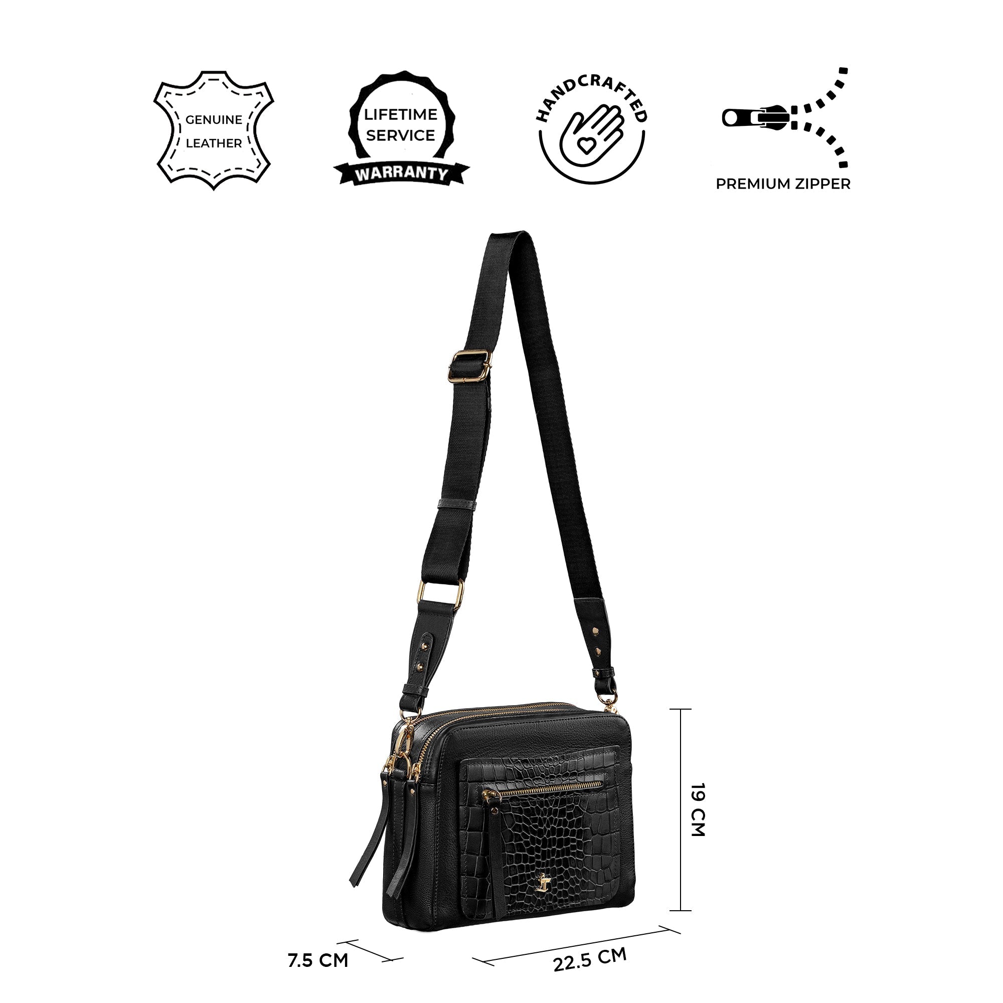 Best Black Premium Leather Crossbody & Travel Purse