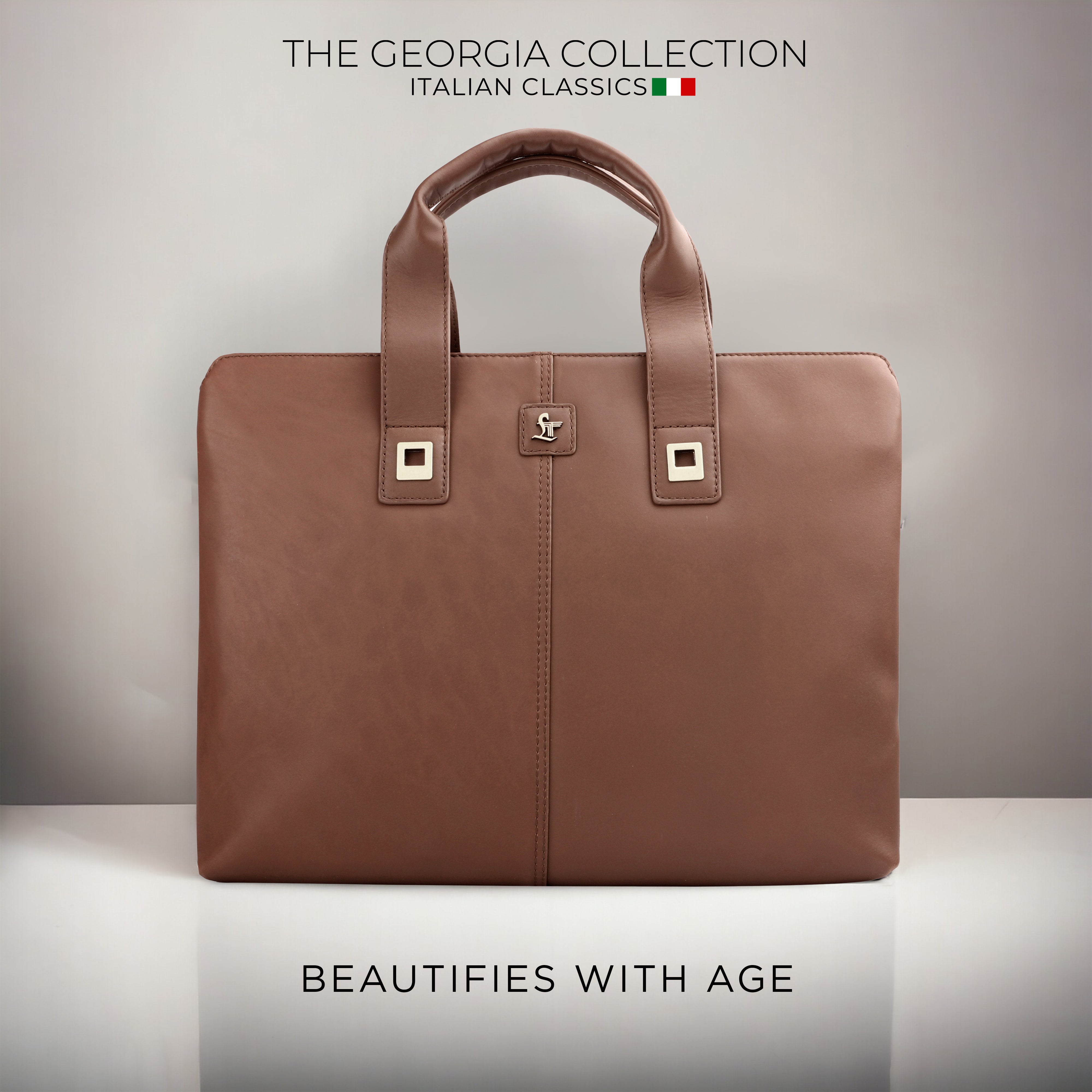 Georgia Collection | Leather Portfolio Bag | For Office Use | Colour - Beige & Tan Leather Talks