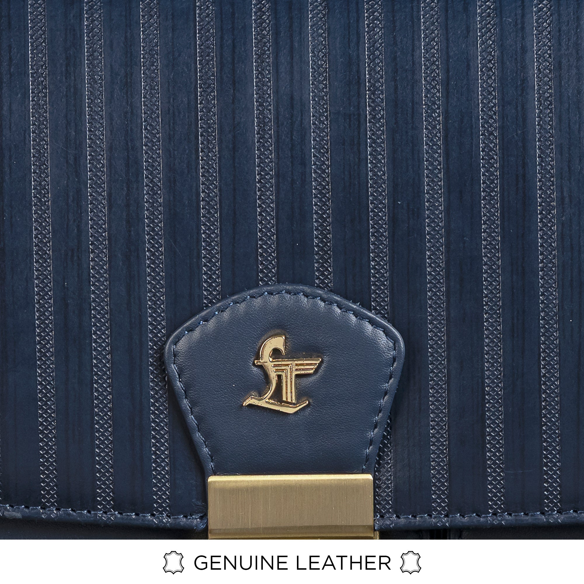 Detailed view of leather texture and stitching on men’s shoulder bag