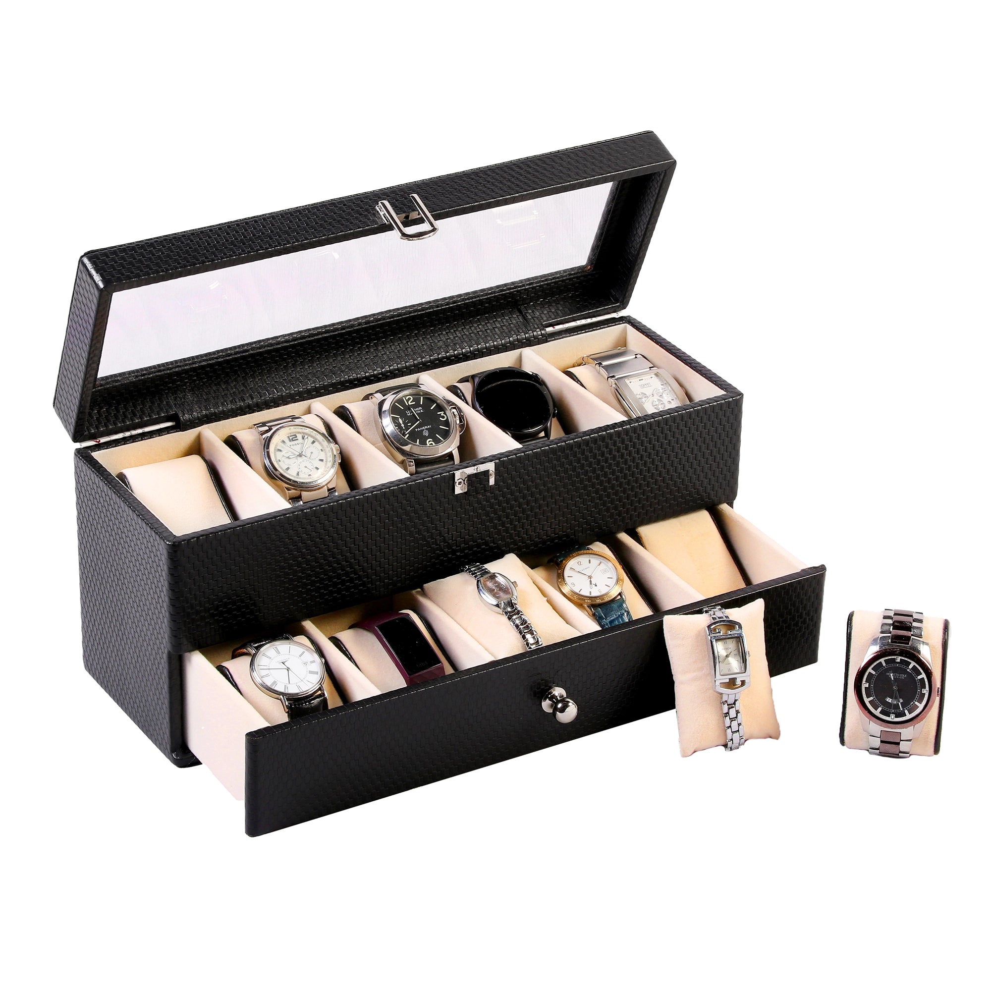 10 Watch Storage Case with Drawer – Premium Leather Build