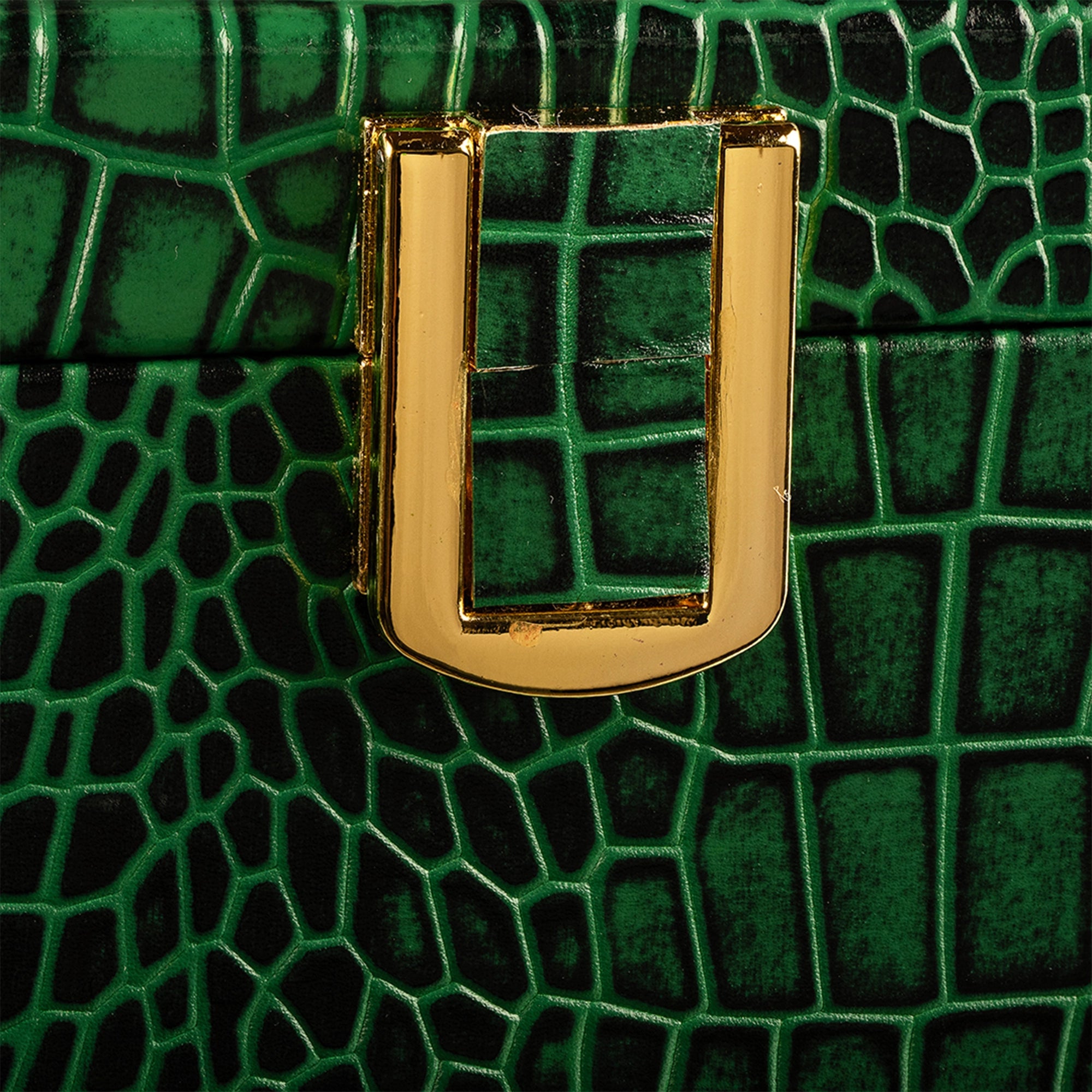 Galio Leather Watch Box For Men | Genuine Leather Watch Box for Men | Can Hold 6 Watches | Acrylic Top | Color: Croco Green Leather Talks