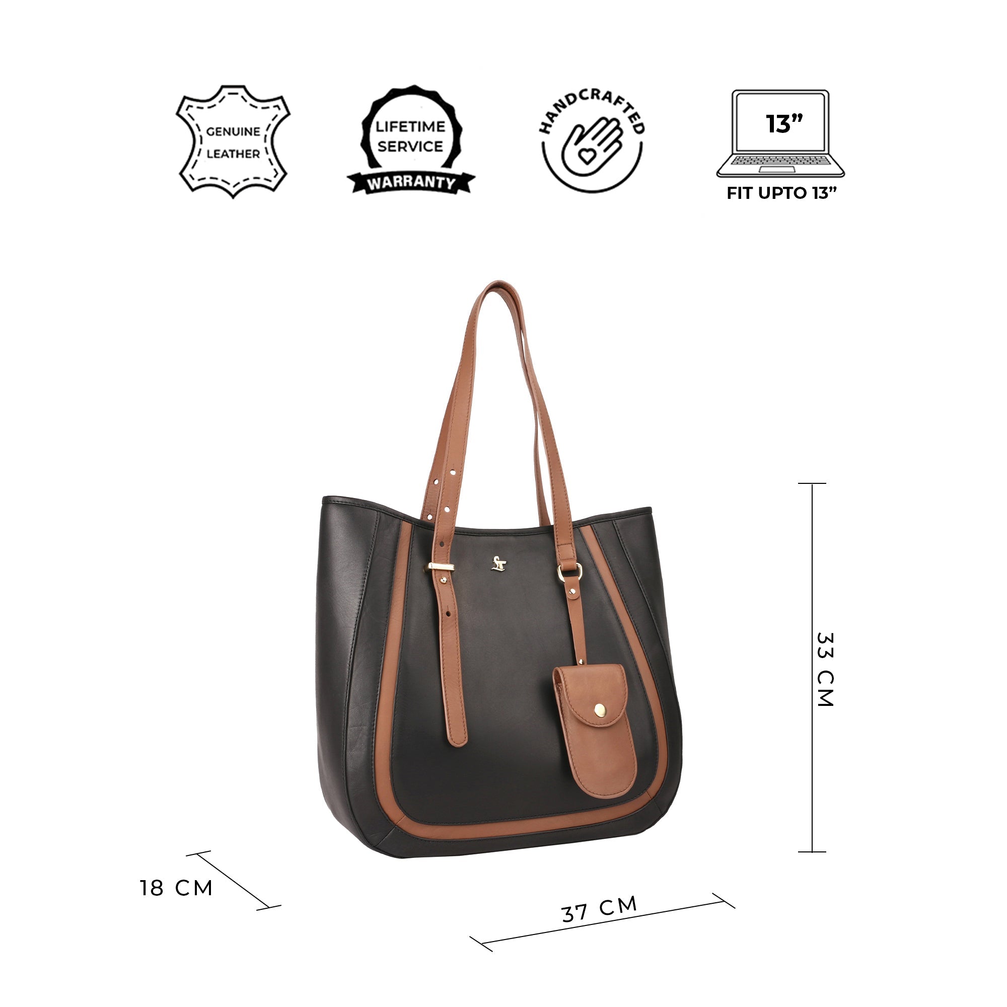 Georgia Collection - Leather Handbag for Ladies | Genuine Leather Tote Bags For Women | Colour - Black Leather Talks