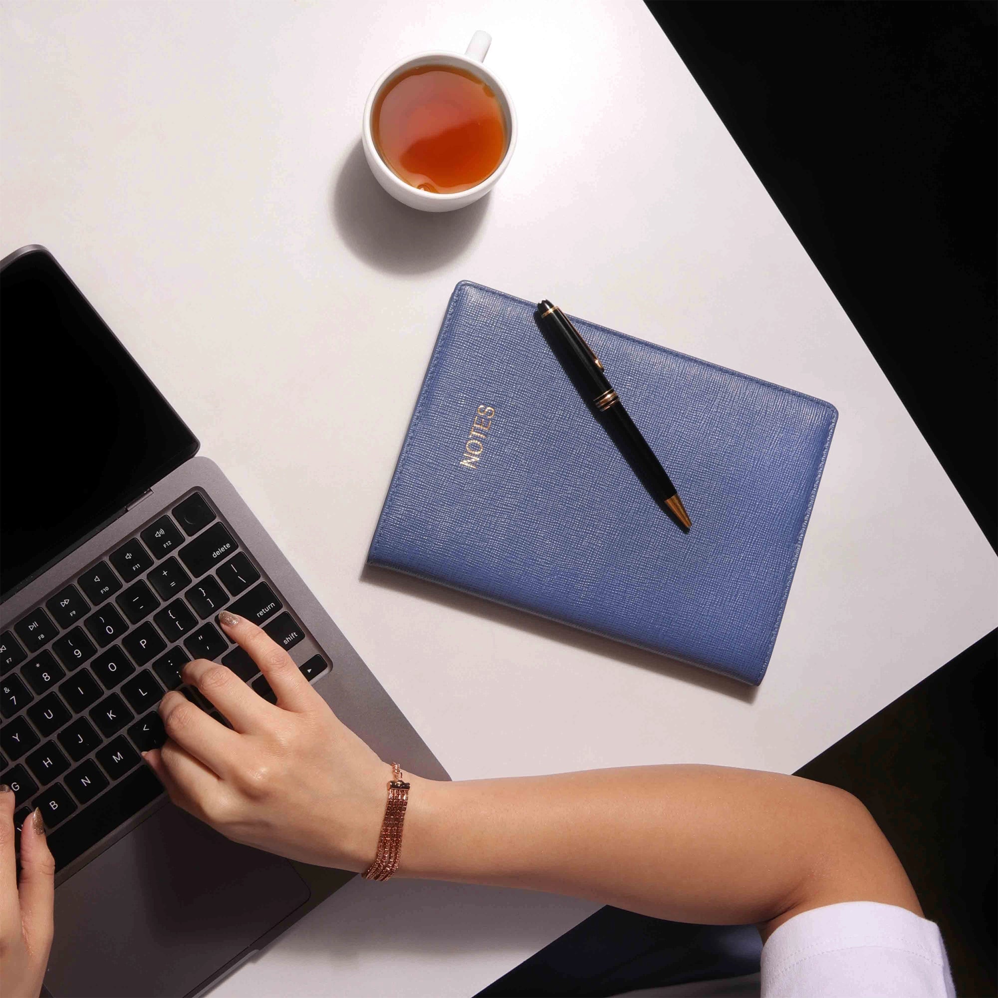 Classic - Handcrafted Genuine Leather Notebook | Luxury Journal | Refillable Diary for Men & Women | Color: Blue Leather Talks