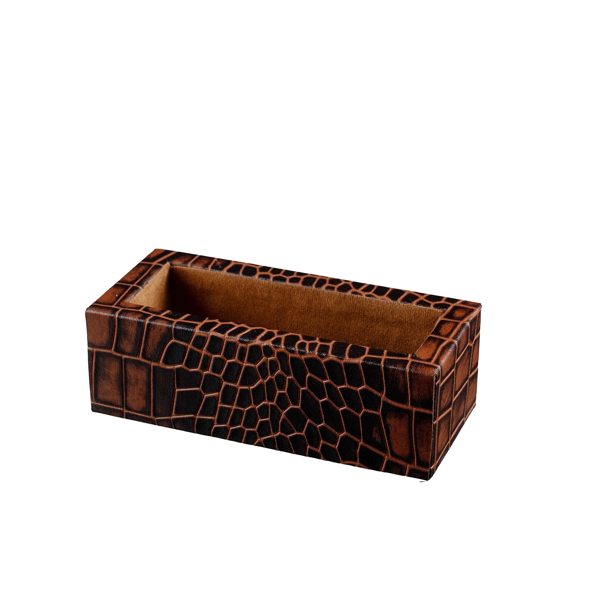 Desktop Planner Set I | Office Table Accessories| Croco Embossed Genuine Leather | Color- Tan Leather Talks