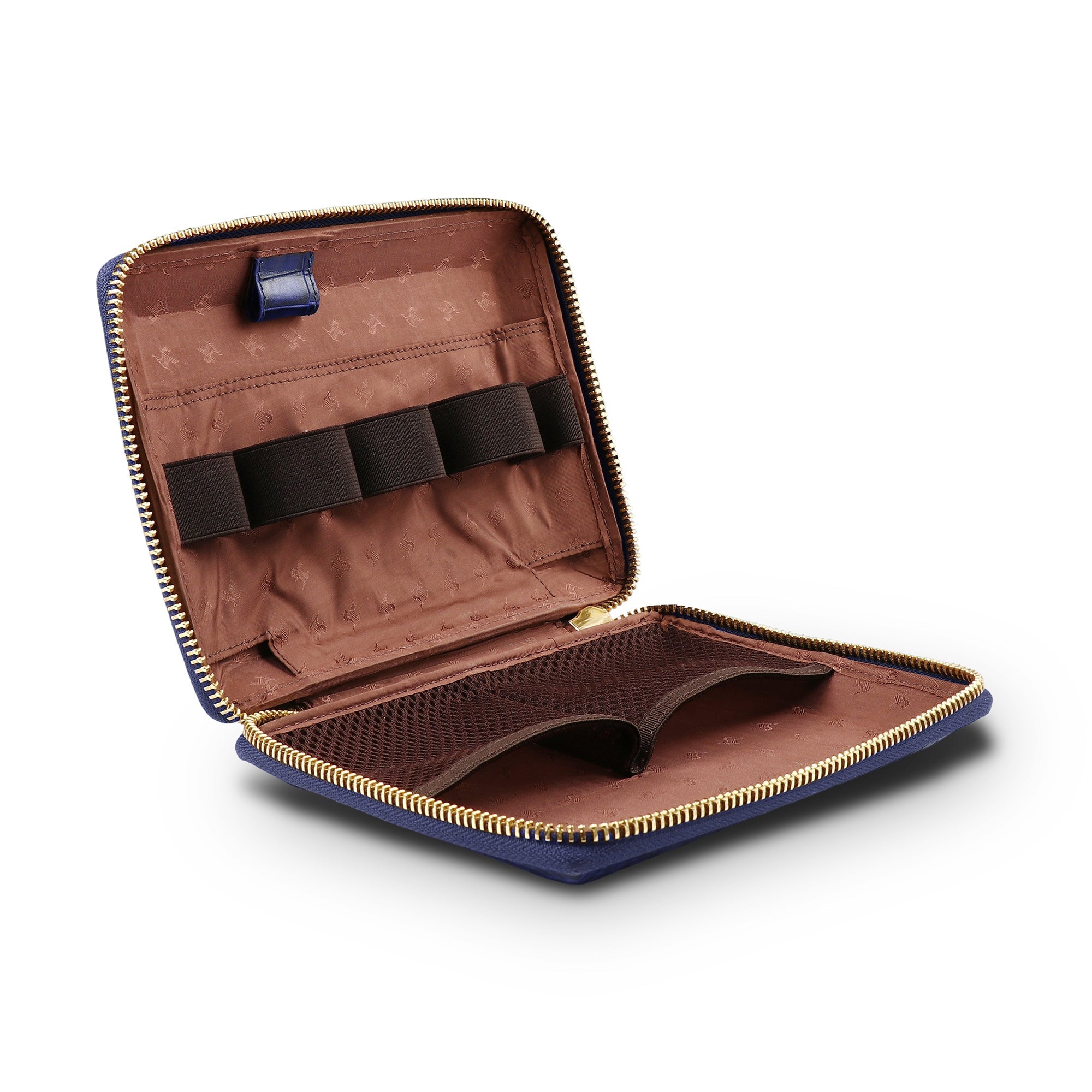 Harbinger Tech Kit - Genuine Leather Tech Organizer Case | Travel Cable Storage Bag | Luxury Electronic Accessories Pouch for Chargers, Wires & Gadgets | Color: Blue Leather Talks