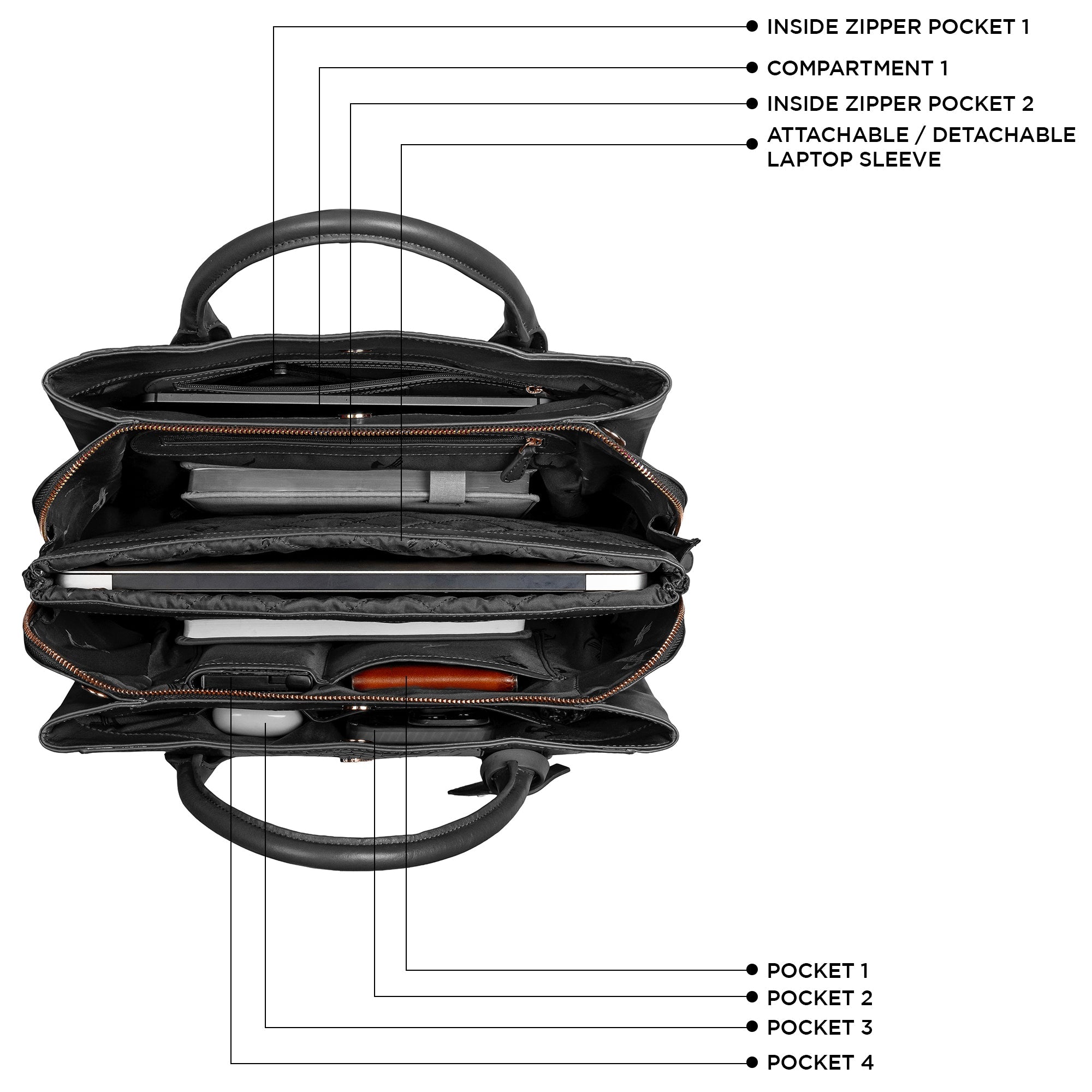 Black Leather Talks Premium Handbag