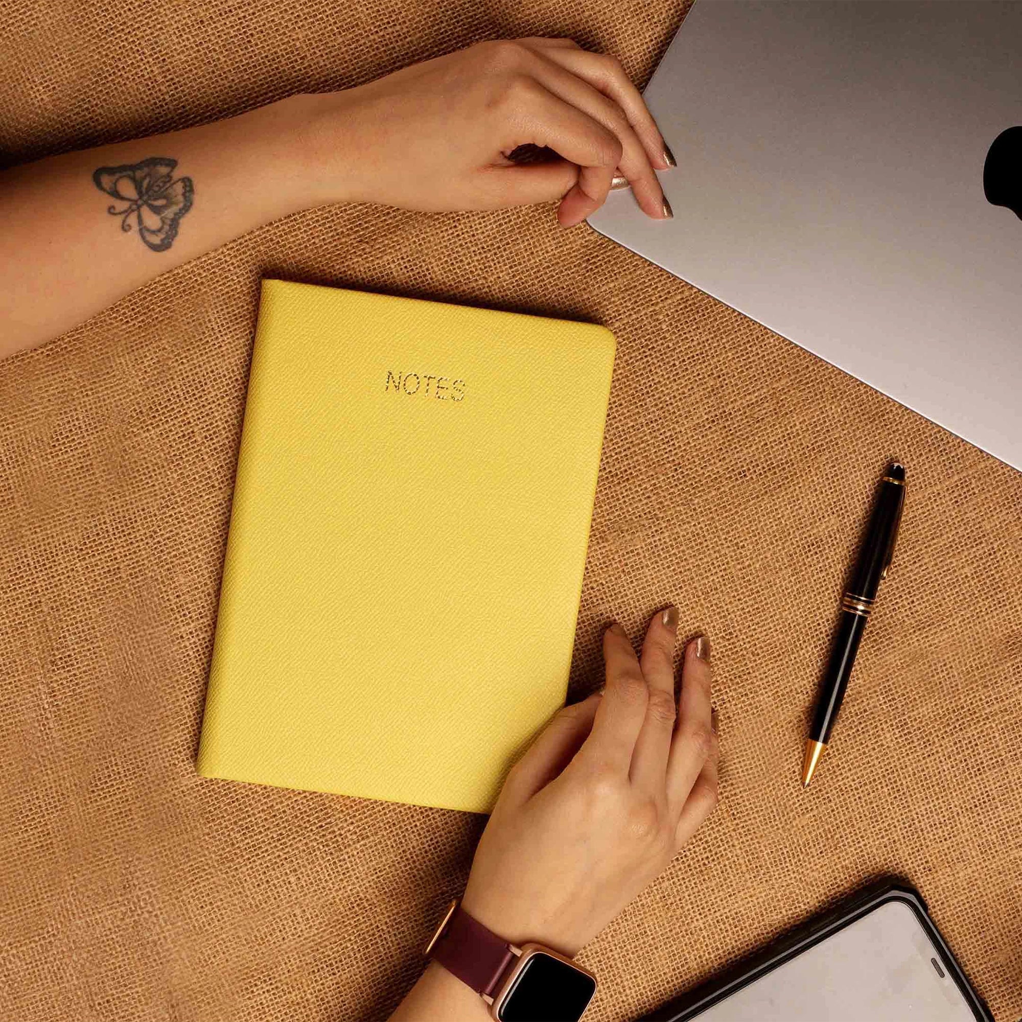 Classic - Luxury Leather Notebook | Premium Genuine Leather Journal for Men & Women | Color: Yellow Leather Talks