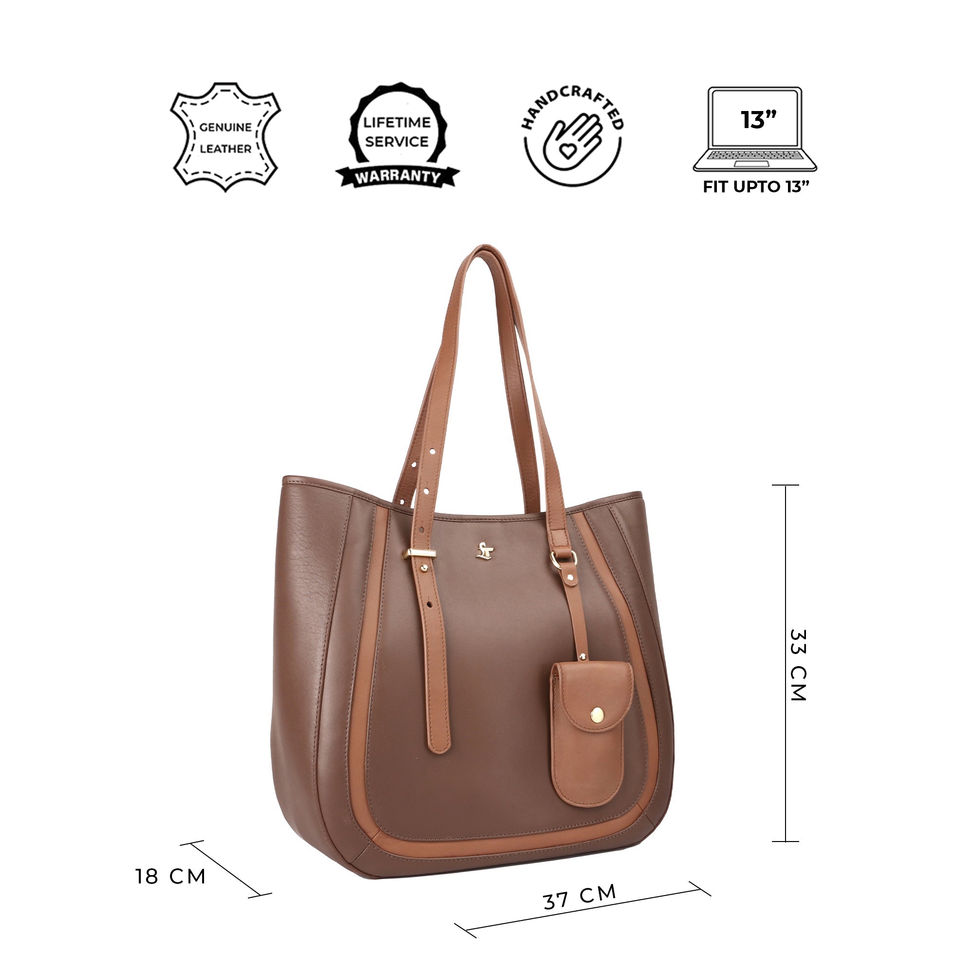 Georgia Collection | Genuine Leather Tote Bags For Women | Leather Handbags | Ideal For Office, College & Travel | Colour - Brown Leather Talks
