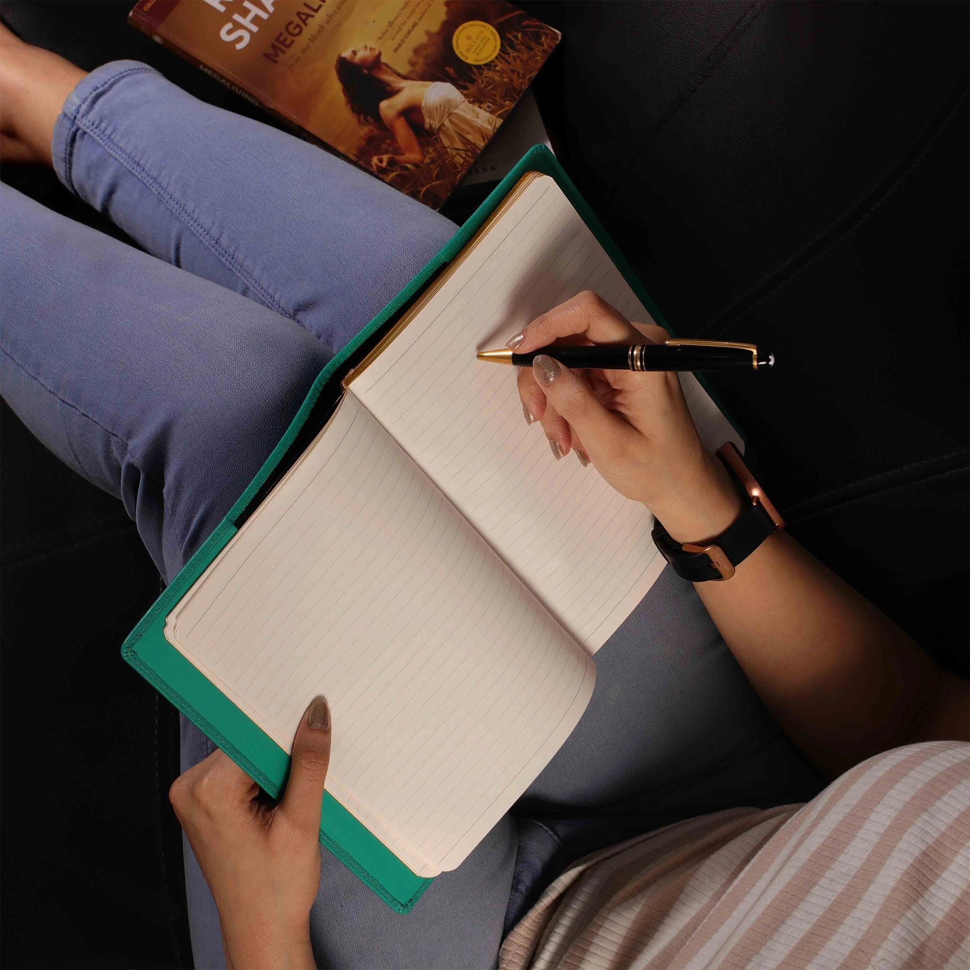 Classic - Genuine Leather Writing Journal | Luxury Notebook for Men & Women | Professional Refillable Diary | Color: Green Leather Talks