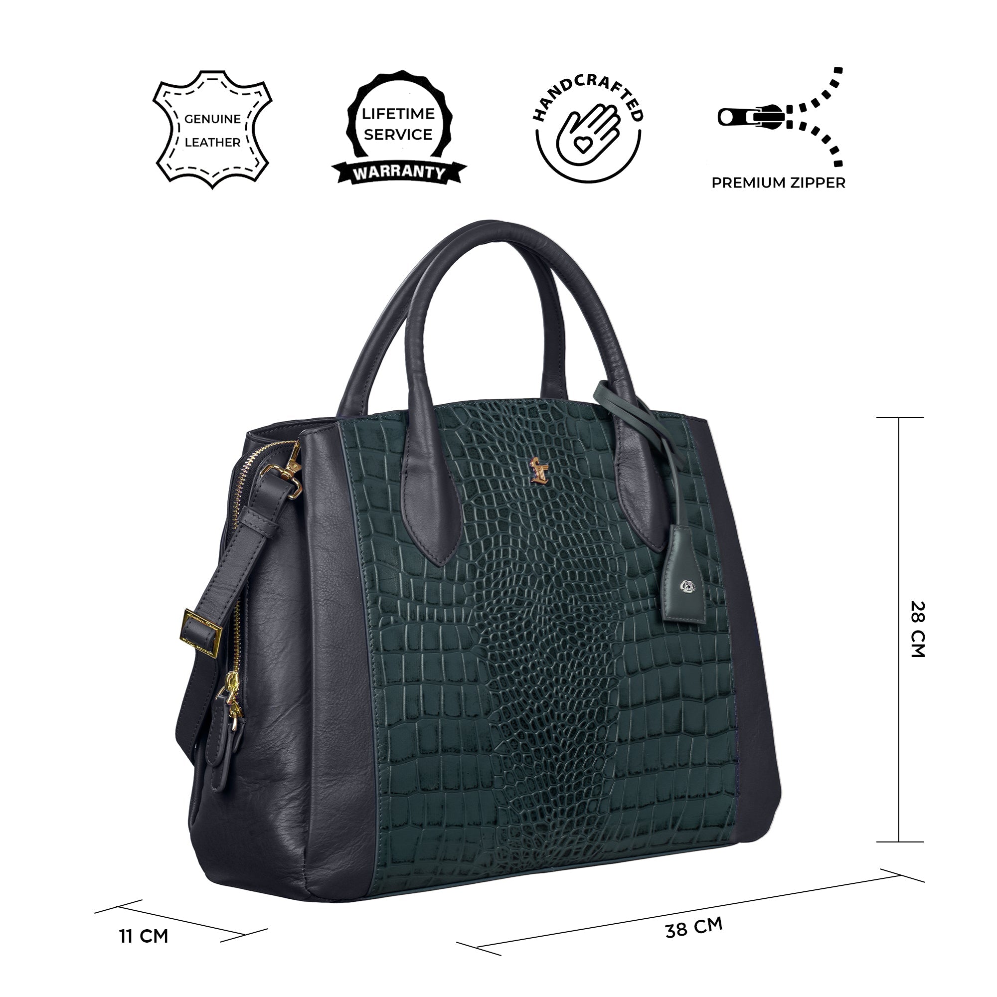 Clara Jr. Leather Teal Blue Handbag for Women | Side View