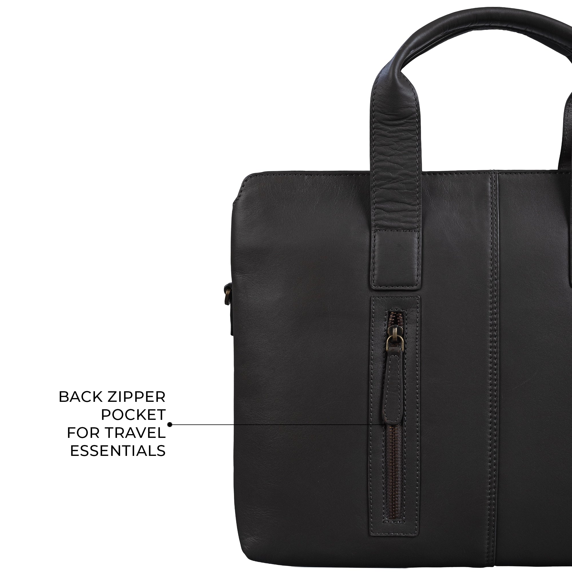 Georgia Collection | Genuine Leather Laptop / Office Bag For Men | Fits 15.5 in" Laptop | Colour: Steel grey