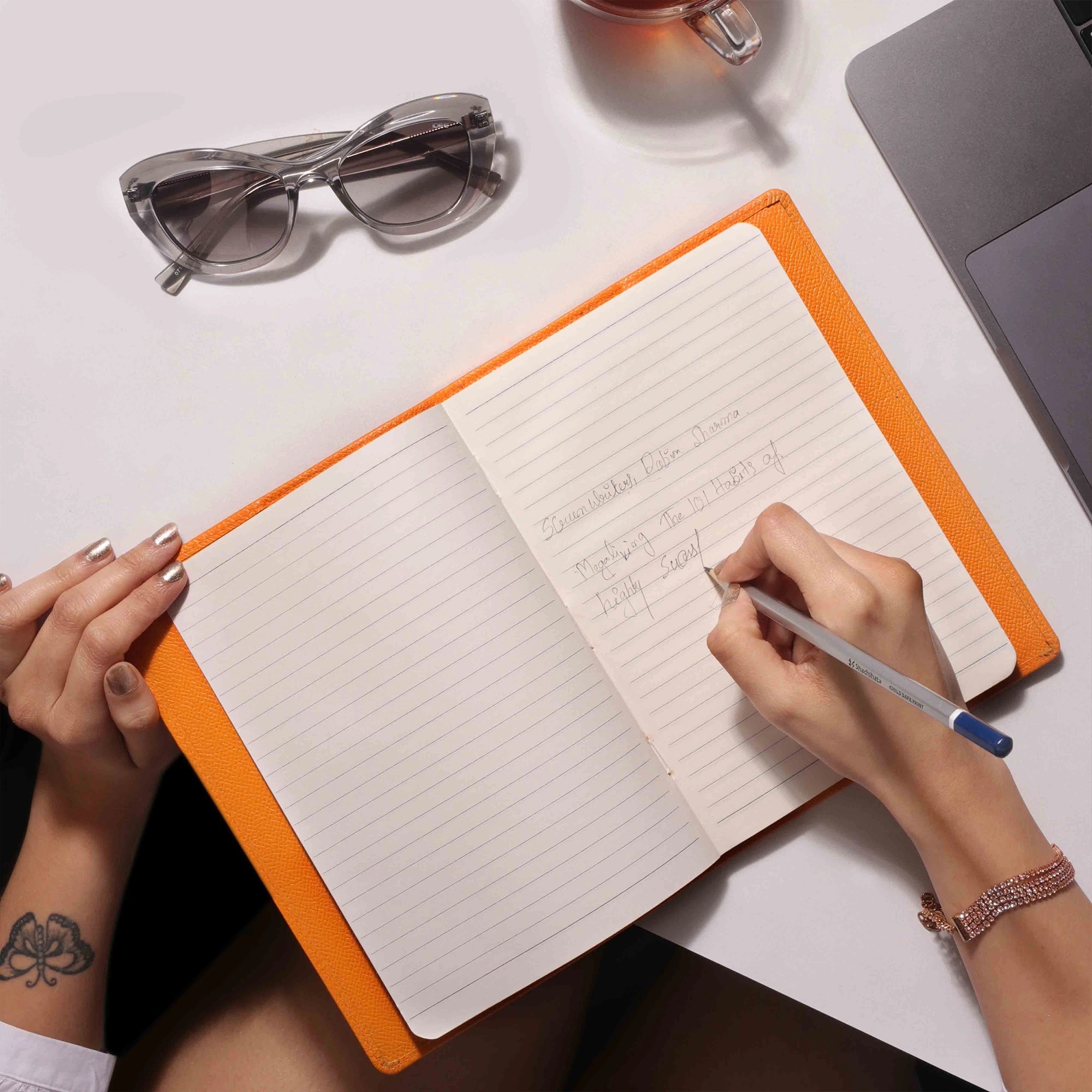 Classic - Luxury Leather Notebook | Premium Genuine Leather Journal for Men & Women | Color: Orange Leather Talks