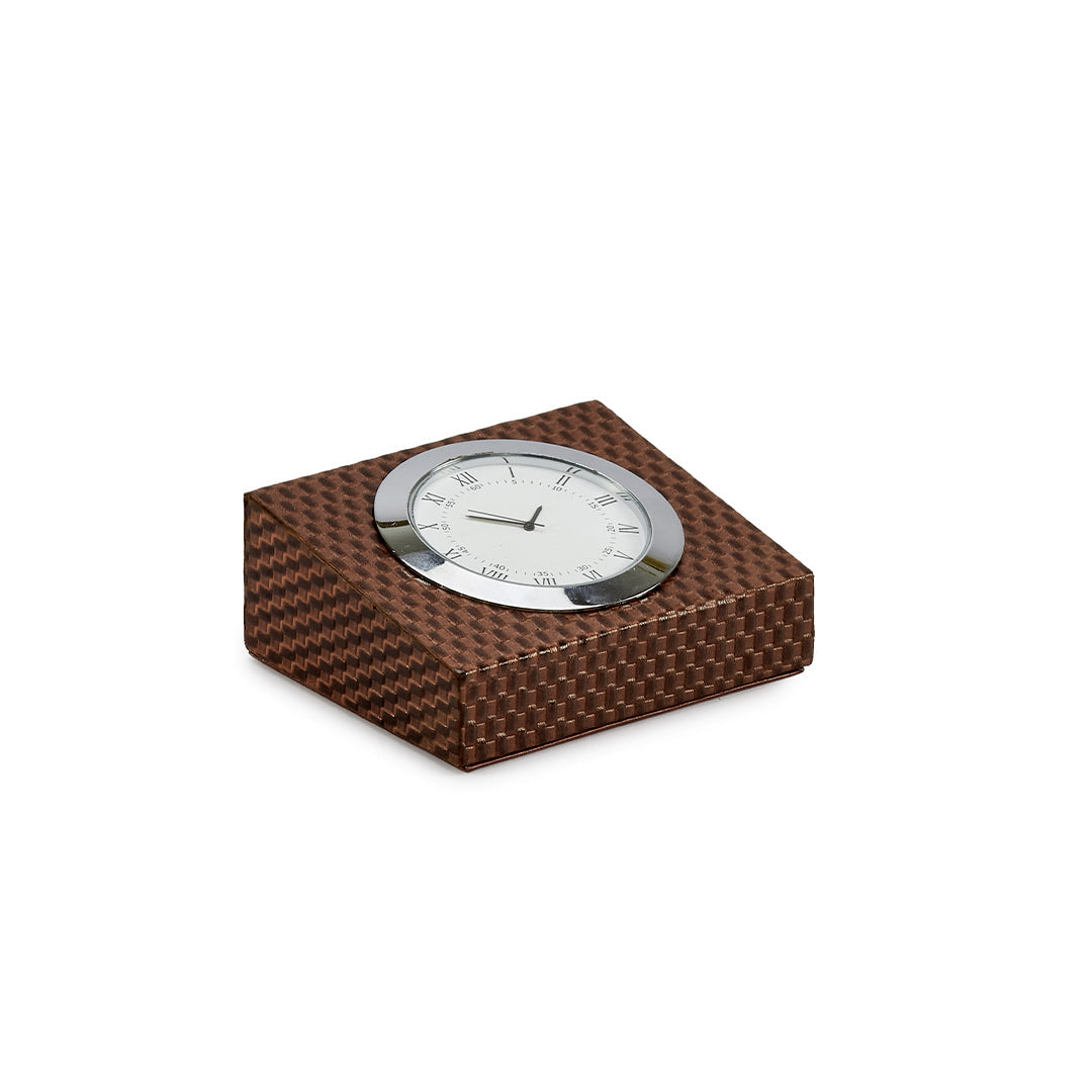 Desktop Planner Set II | Office Table Accessories | Embossed Genuine Leather | Color- Brick Brown Leather Talks